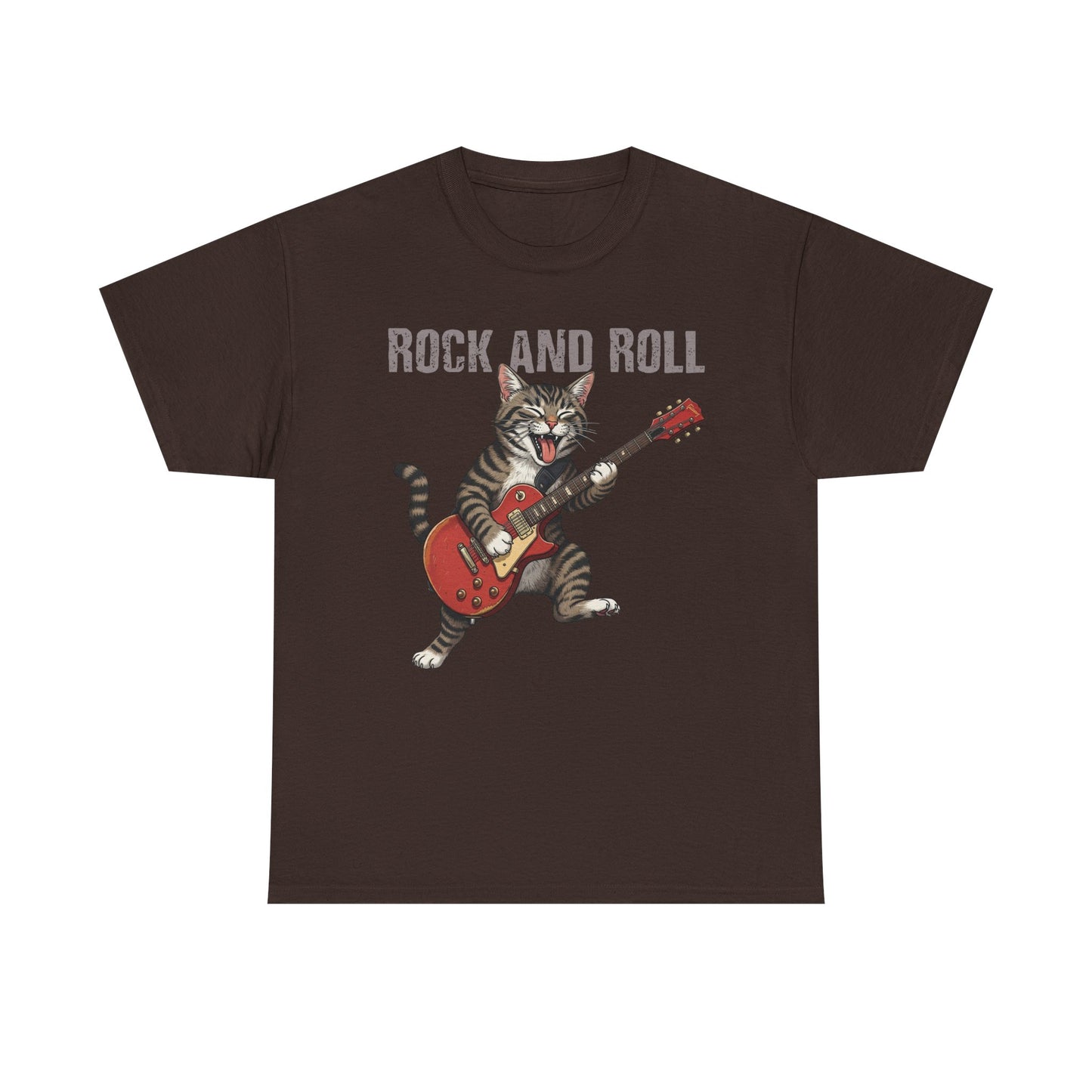 Rock and Roll Cat T-Shirt — Vintage Guitar Kitty Graphic Tee