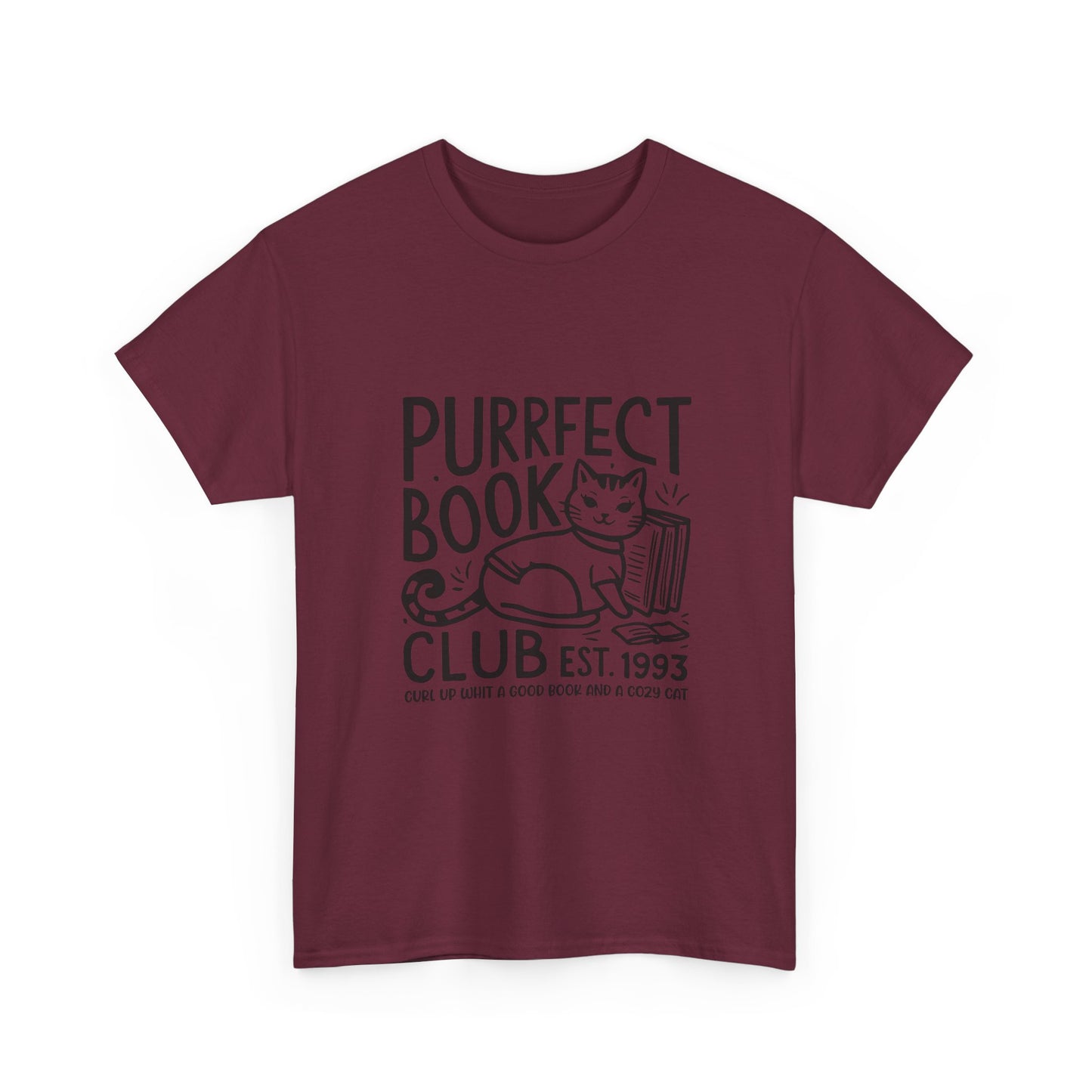Purrfect Book Club T-Shirt — Cute Cat & Books Graphic Tee for Readers