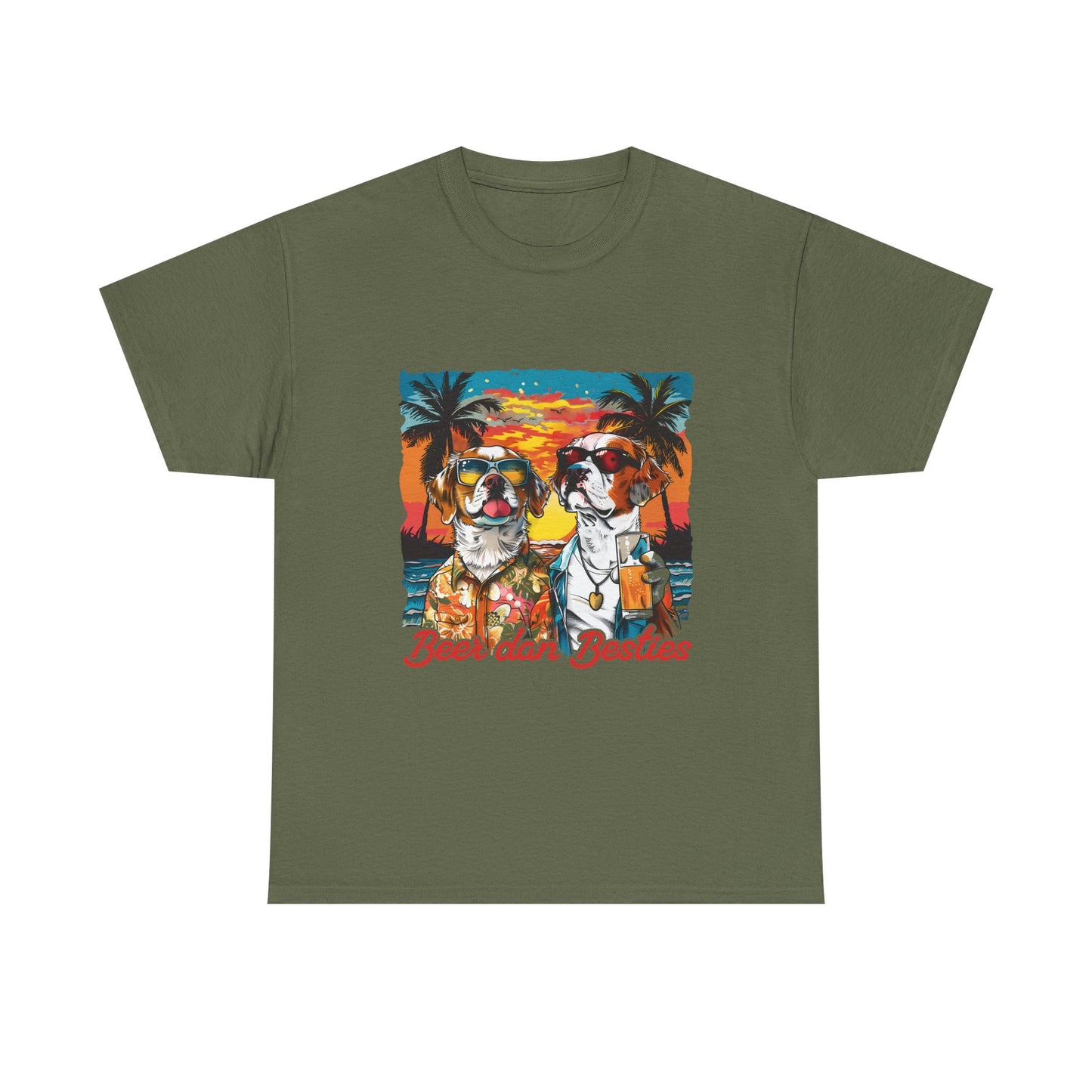 T-Shirt — 'Beer dan Besties' Retro Sunset Dogs Tee