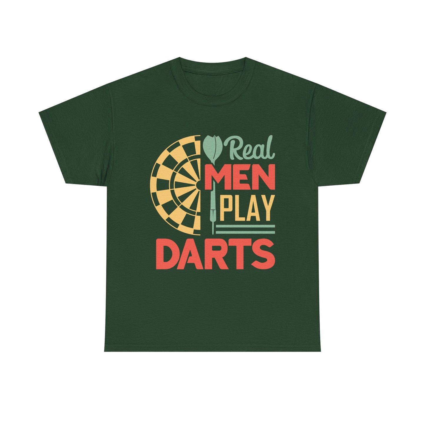 Darts T-Shirt — “Real Men Play Darts” Retro Dartboard Tee