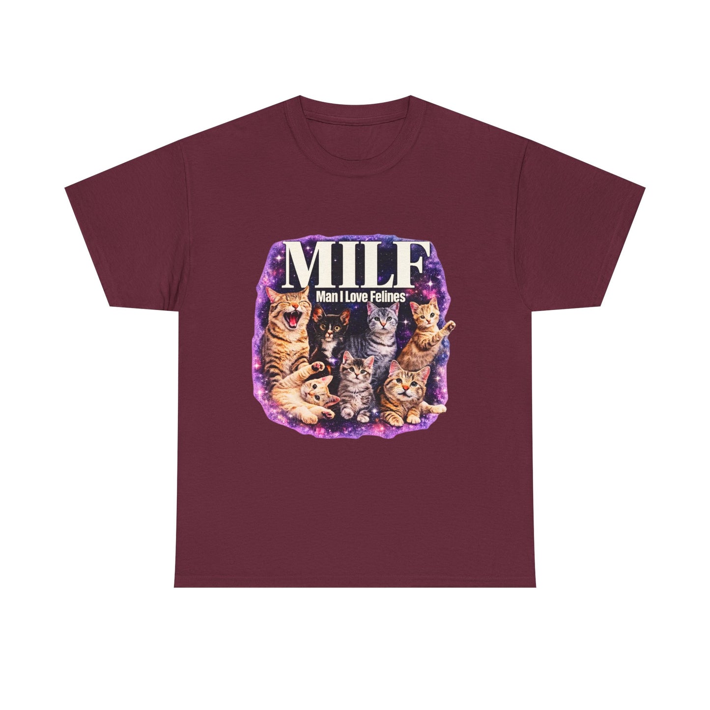 Cat Lover Tee — "MILE: Man I Love Felines" Graphic T-Shirt