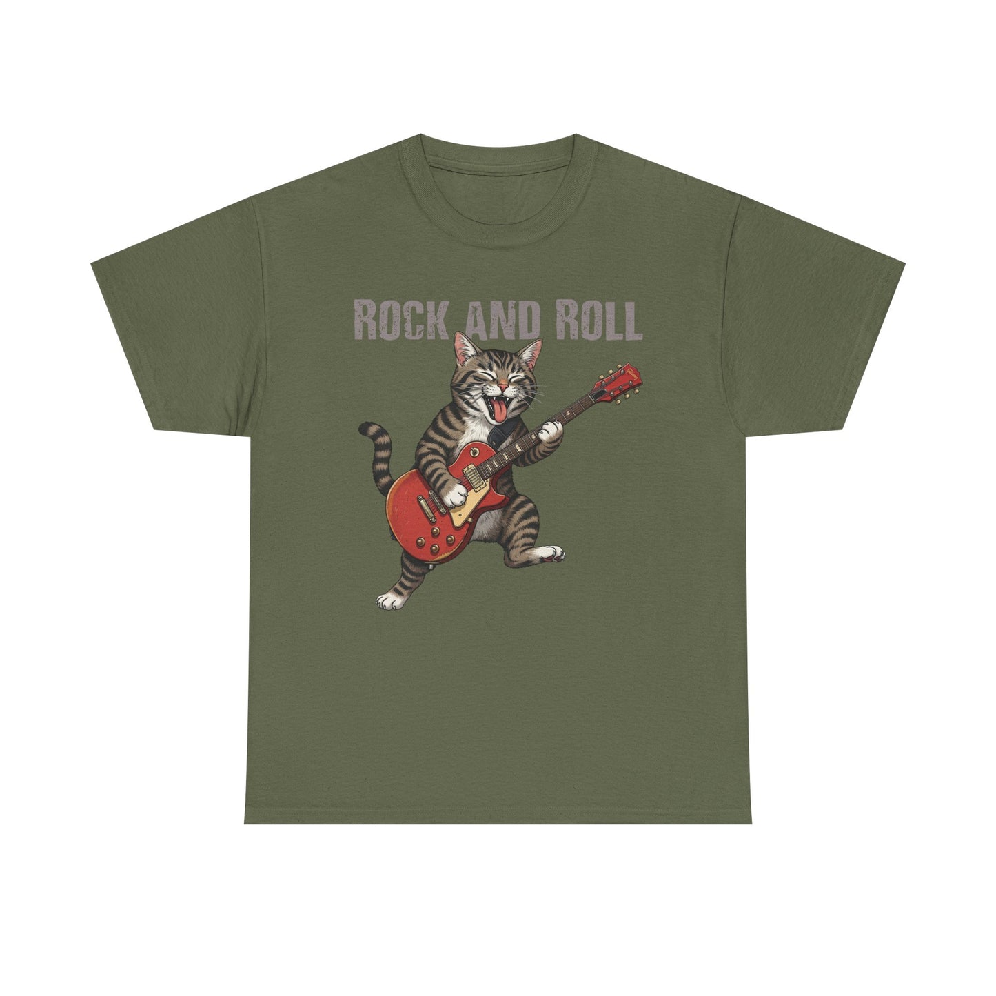 Rock and Roll Cat T-Shirt — Vintage Guitar Kitty Graphic Tee