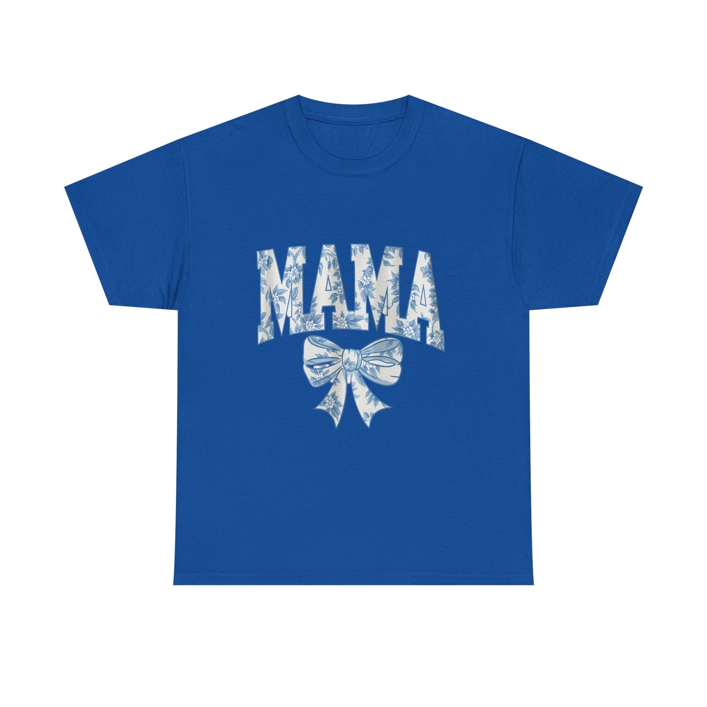 Mama Floral Bow Tee — Blue Watercolor Mom Shirt for Mother's Day
