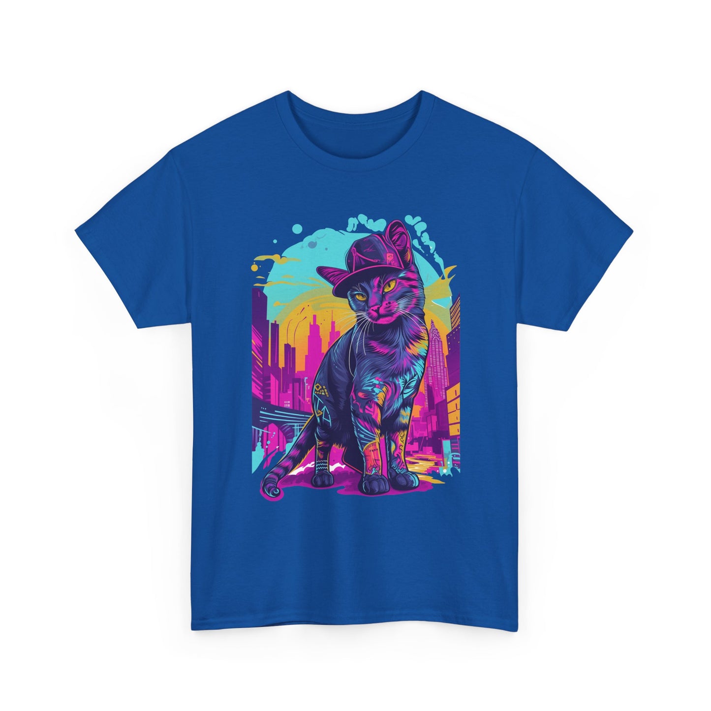Neon City Cat Tee — Retro Vaporwave Cat T-Shirt