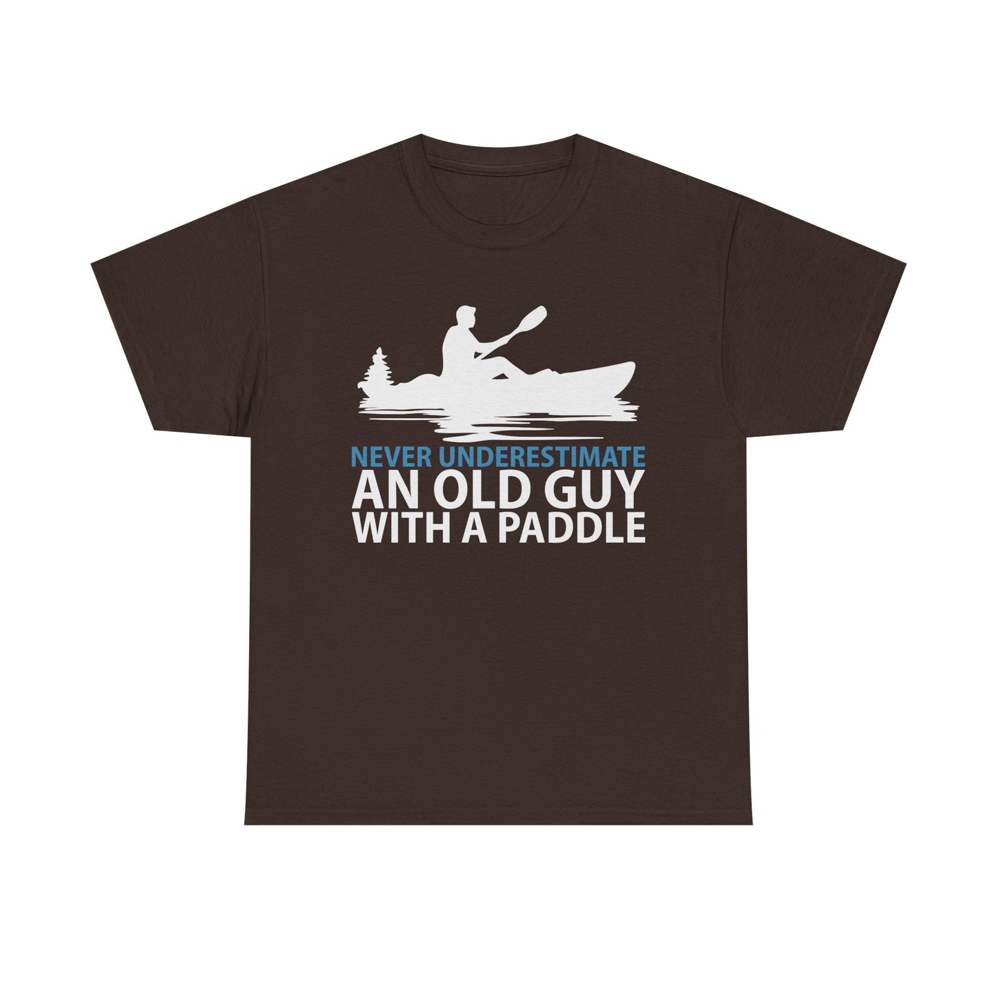 Kayak T-Shirt — "Never Underestimate An Old Guy With A Paddle" Vintage Paddleboarding Tee
