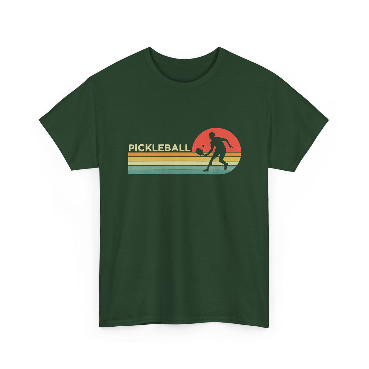 Pickleball Retro Sunset Tee — Vintage Striped Pickleball Player T-Shirt