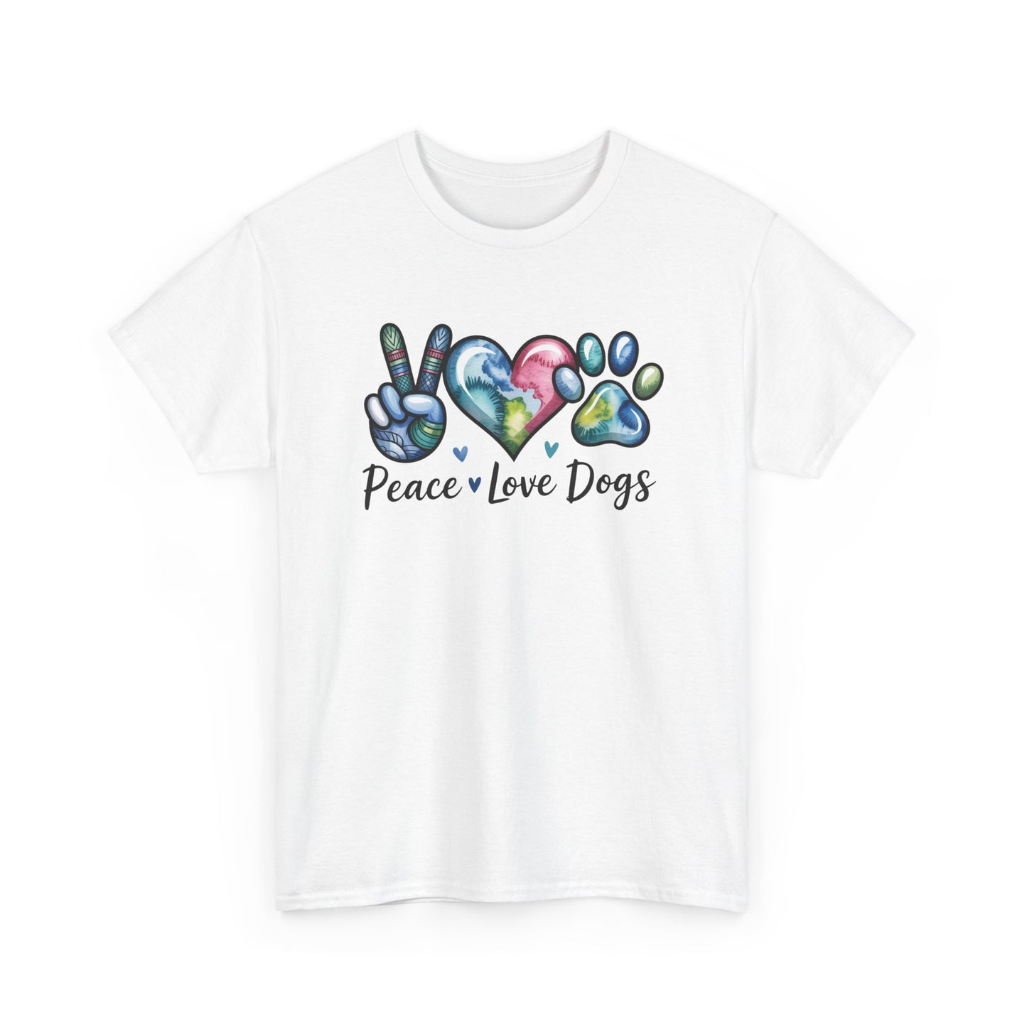 Peace Love Dogs T-Shirt — Cute Paw Print Graphic Tee for Dog Lovers