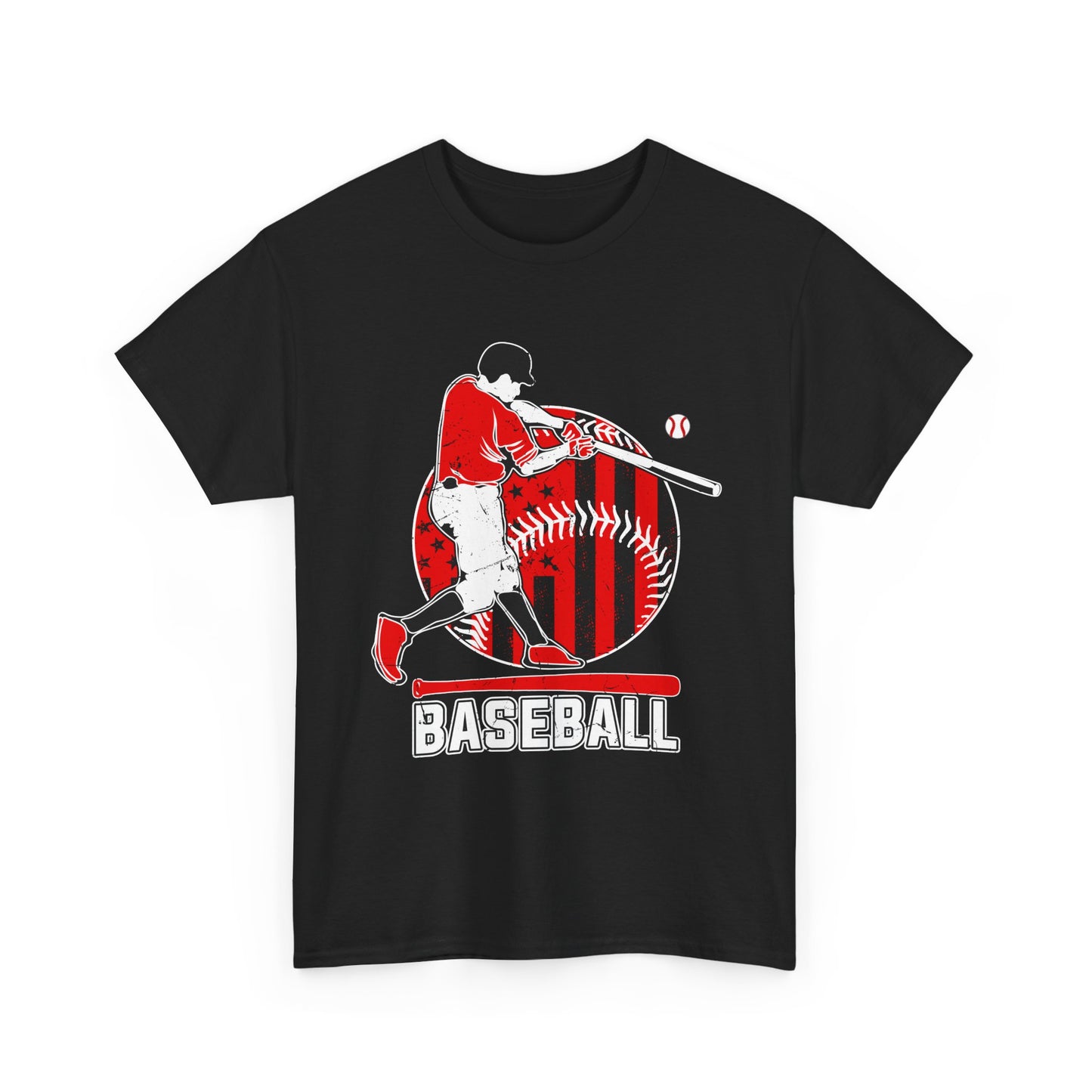Baseball Player Graphic Tee — Vintage Red Batter Design