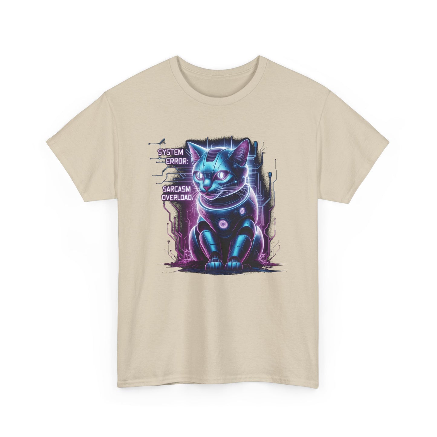 Neon Cyberpunk Lucky Cat T-Shirt — "Problem Solver, Sarcasm Overload"