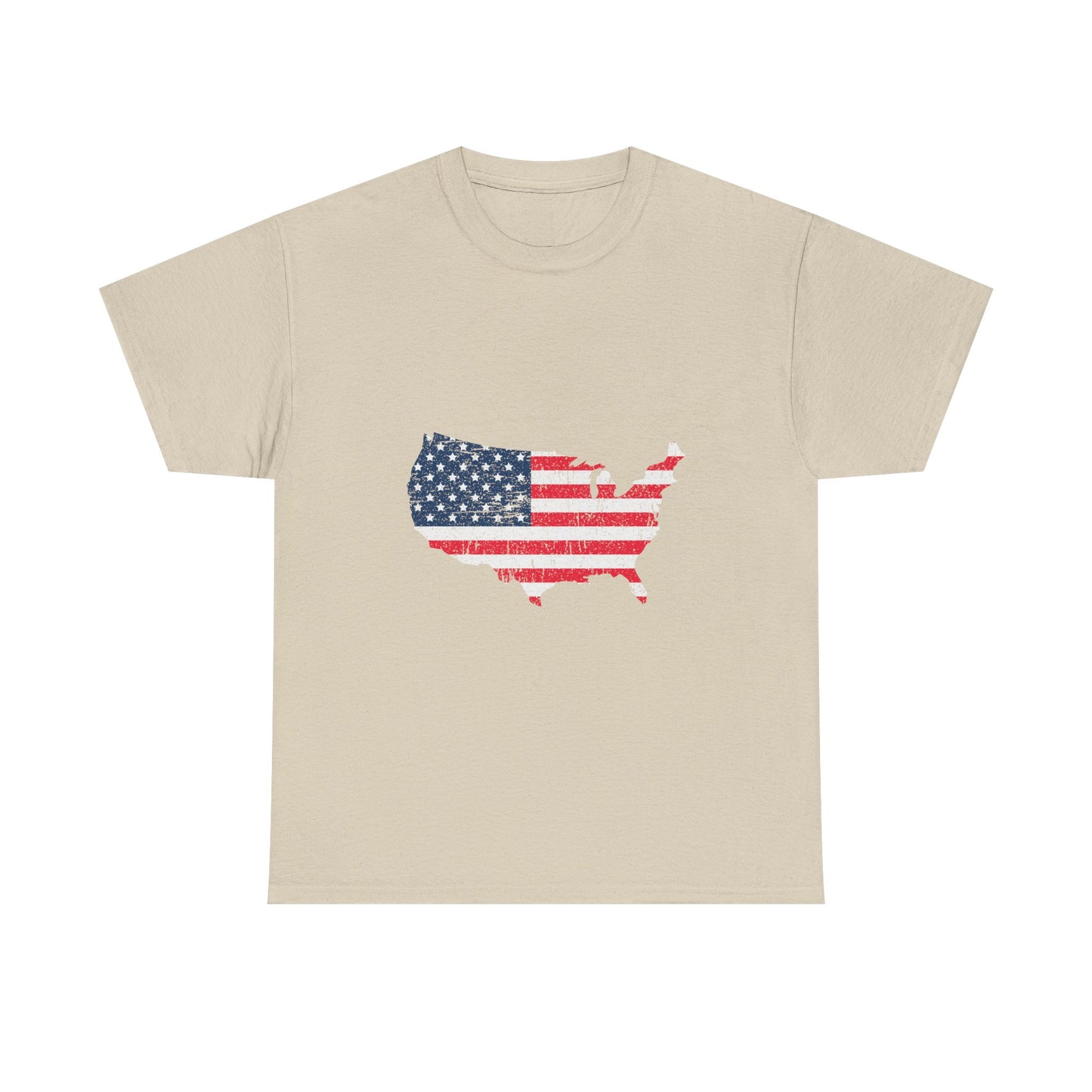 USA Flag Map T-Shirt — Distressed American Flag Outline Tee