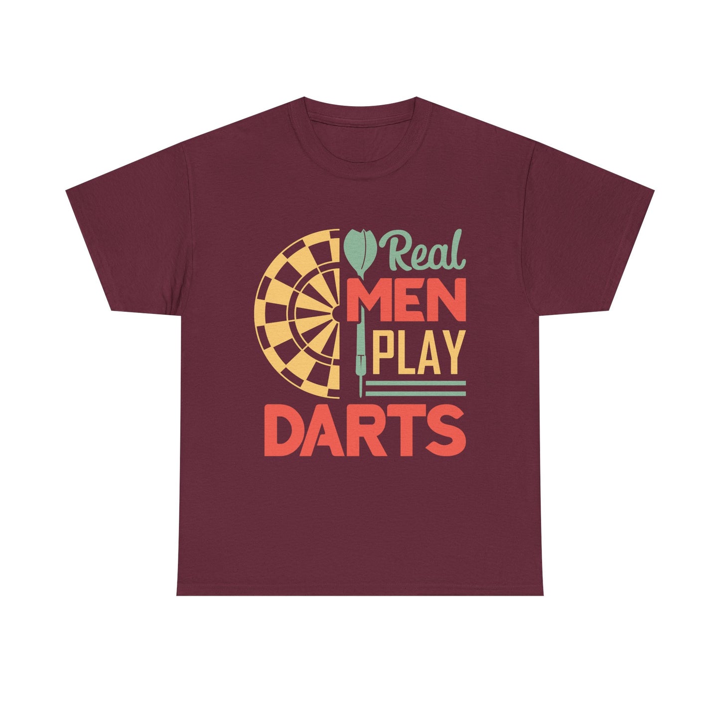 Darts T-Shirt — “Real Men Play Darts” Retro Dartboard Tee