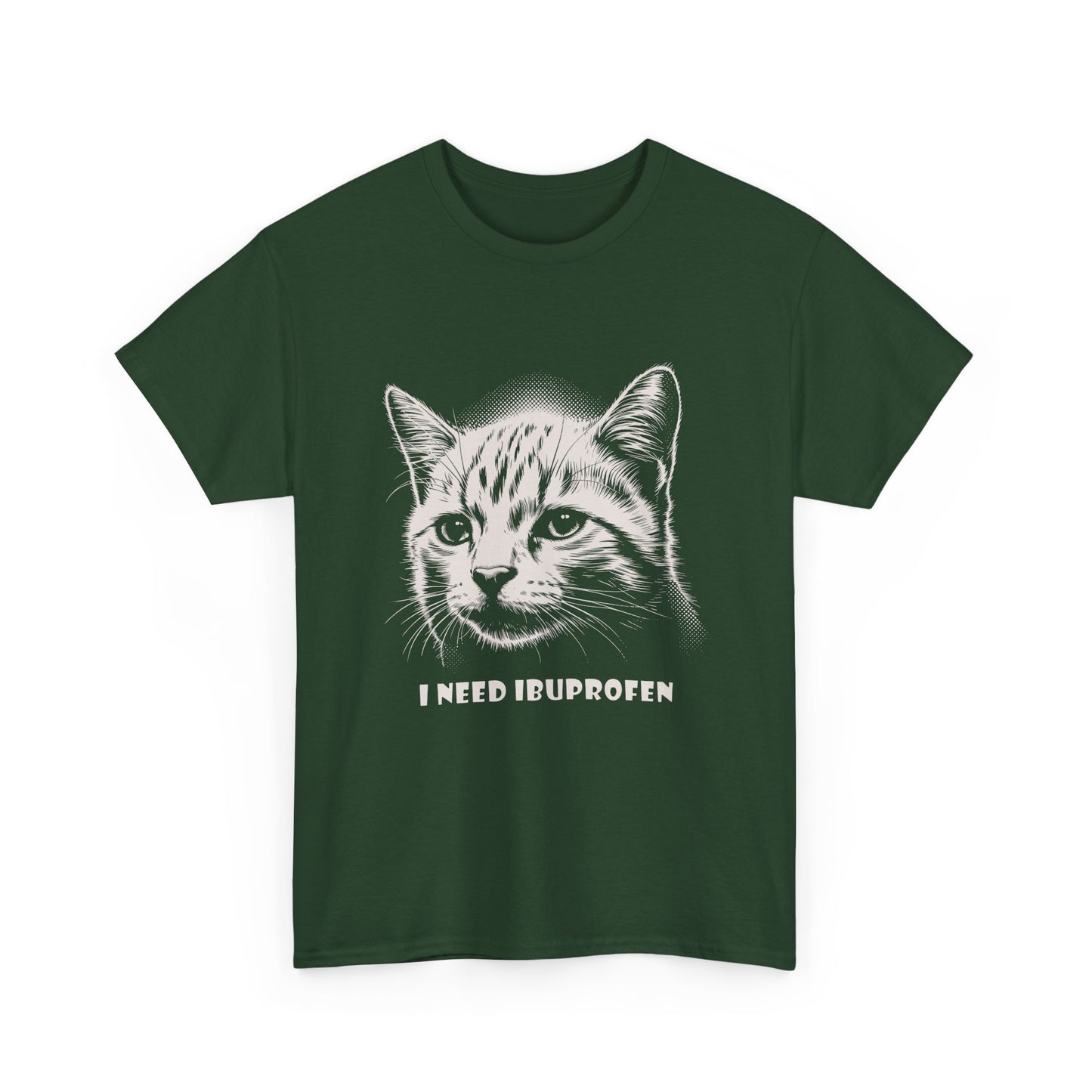 Cat Head T-Shirt — "I Need Ibuprofen" Funny Graphic Tee