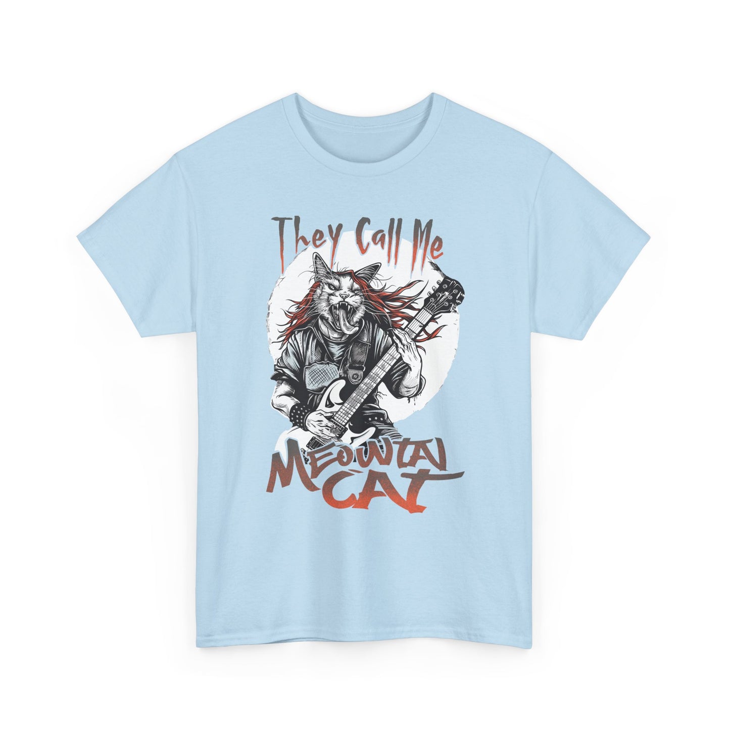 Meowtal Cat Guitar T-Shirt — "They Call Me Meowtal Cat" Rock Music Tee