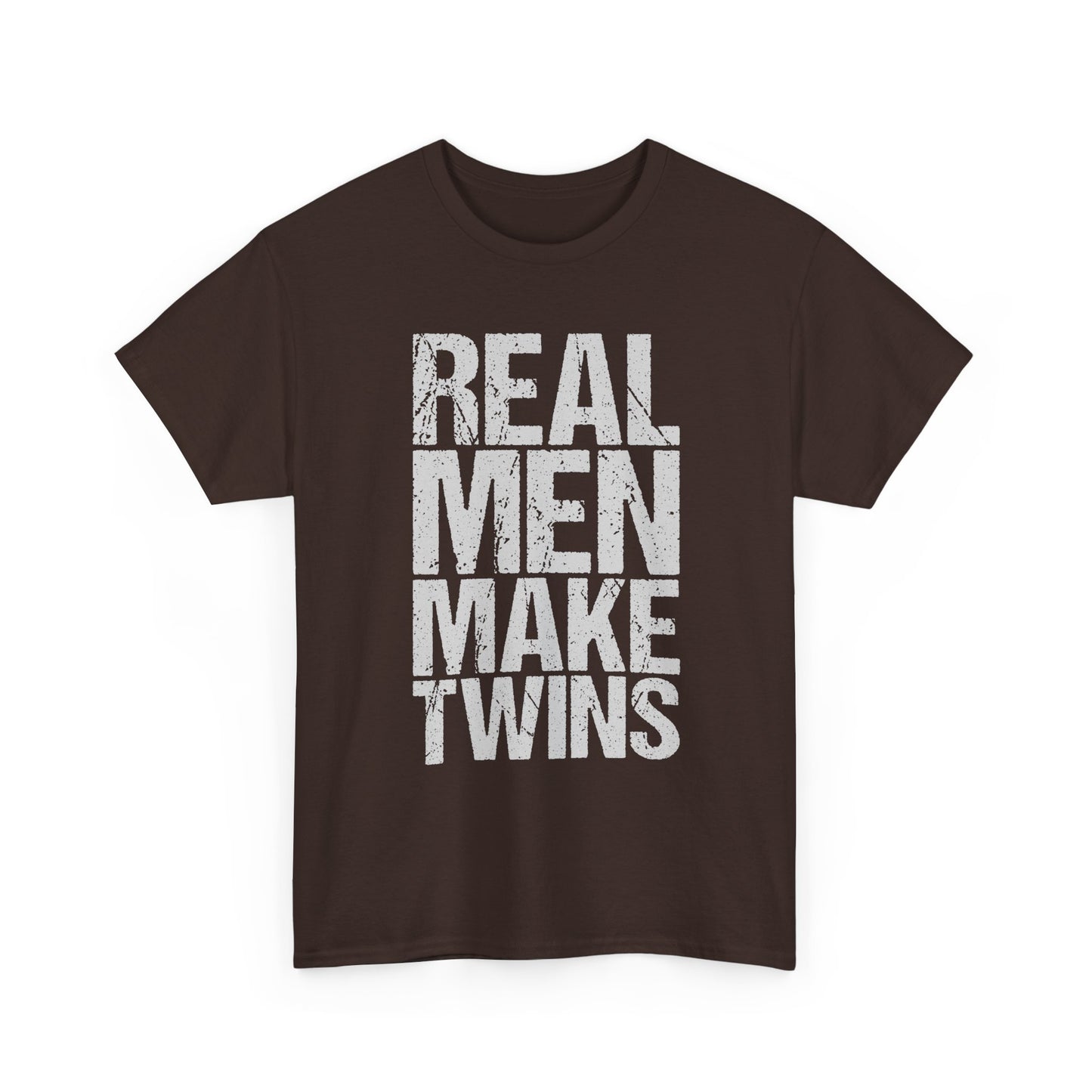 T-Shirt — "Real Men Make Twins" Graphic Tee, Fatherhood Announcement Gift