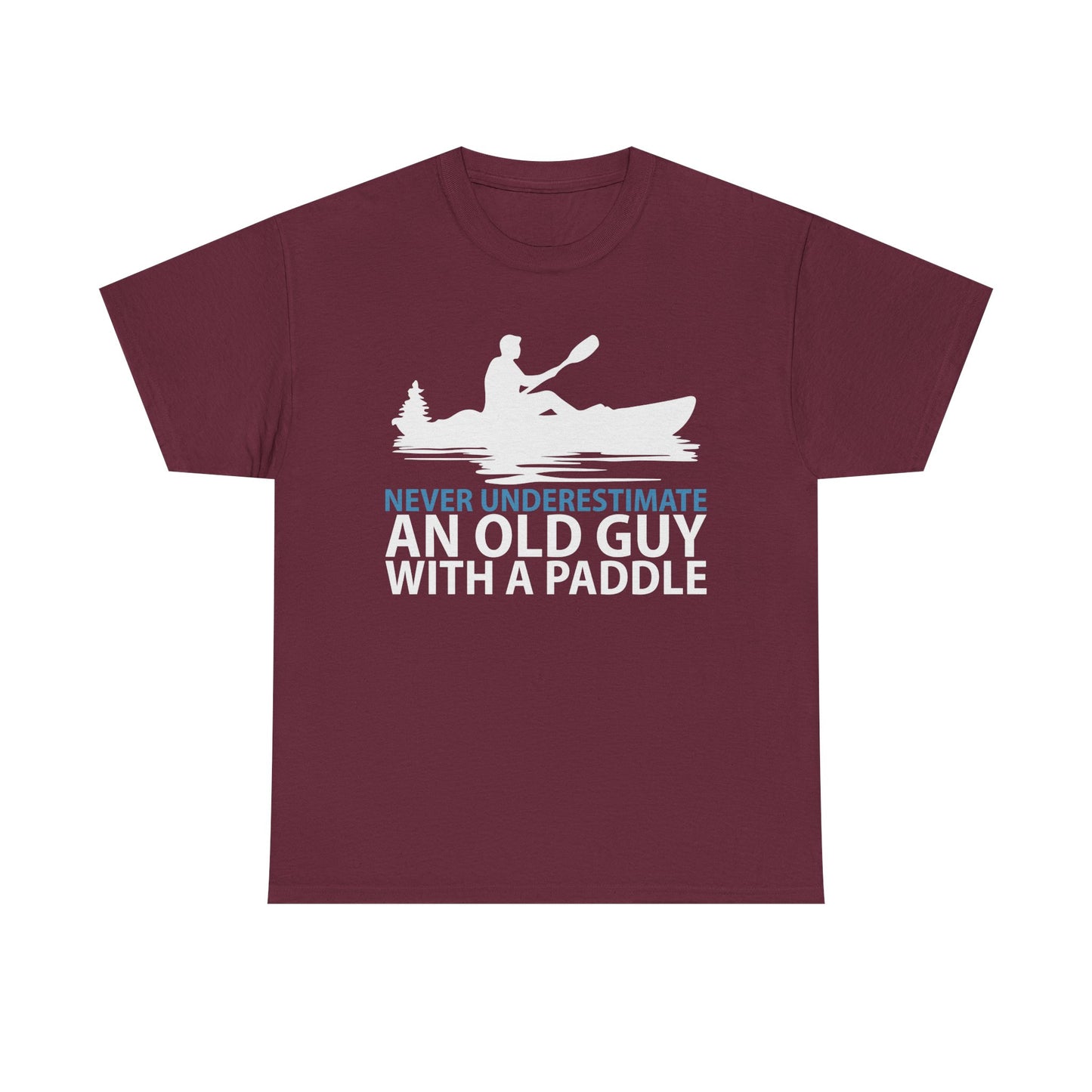 Kayak T-Shirt — "Never Underestimate An Old Guy With A Paddle" Vintage Paddleboarding Tee