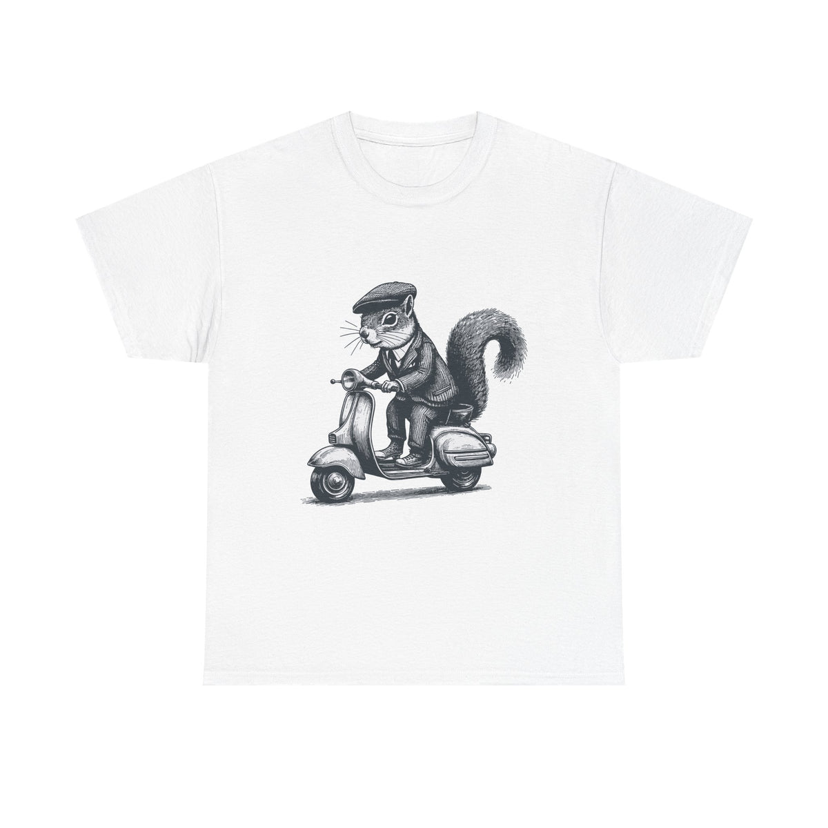 Squirrel on Scooter T-Shirt — Retro Riding Animal Tee