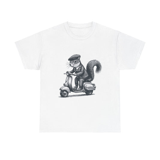 Squirrel on Scooter T-Shirt — Retro Riding Animal Tee
