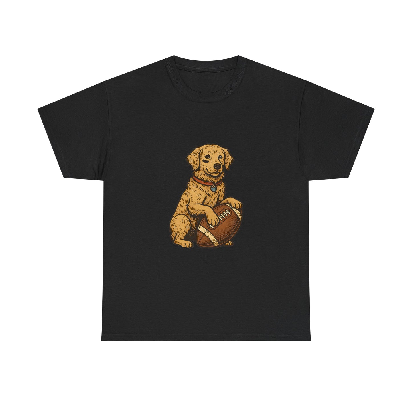 Golden Retriever Puppy Football Tee — Cute Dog with Football Graphic T-Shirt