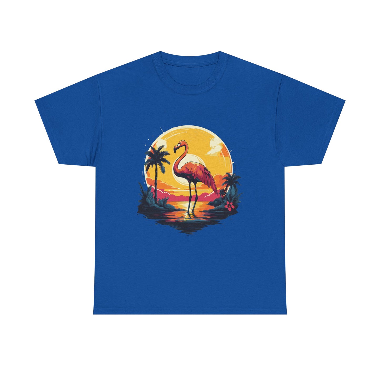 Flamingo Sunset Tee — Tropical Beach Vintage Graphic T-Shirt