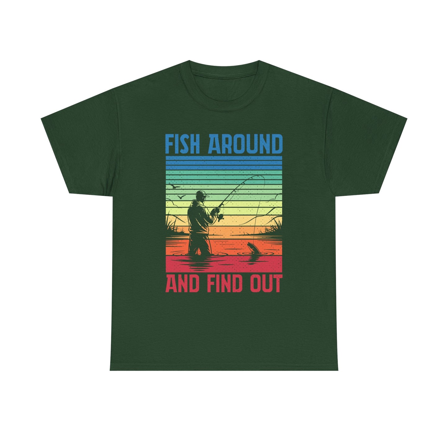 Fishing T-Shirt - "Fish Around and Find Out" Retro Sunset Angler Tee