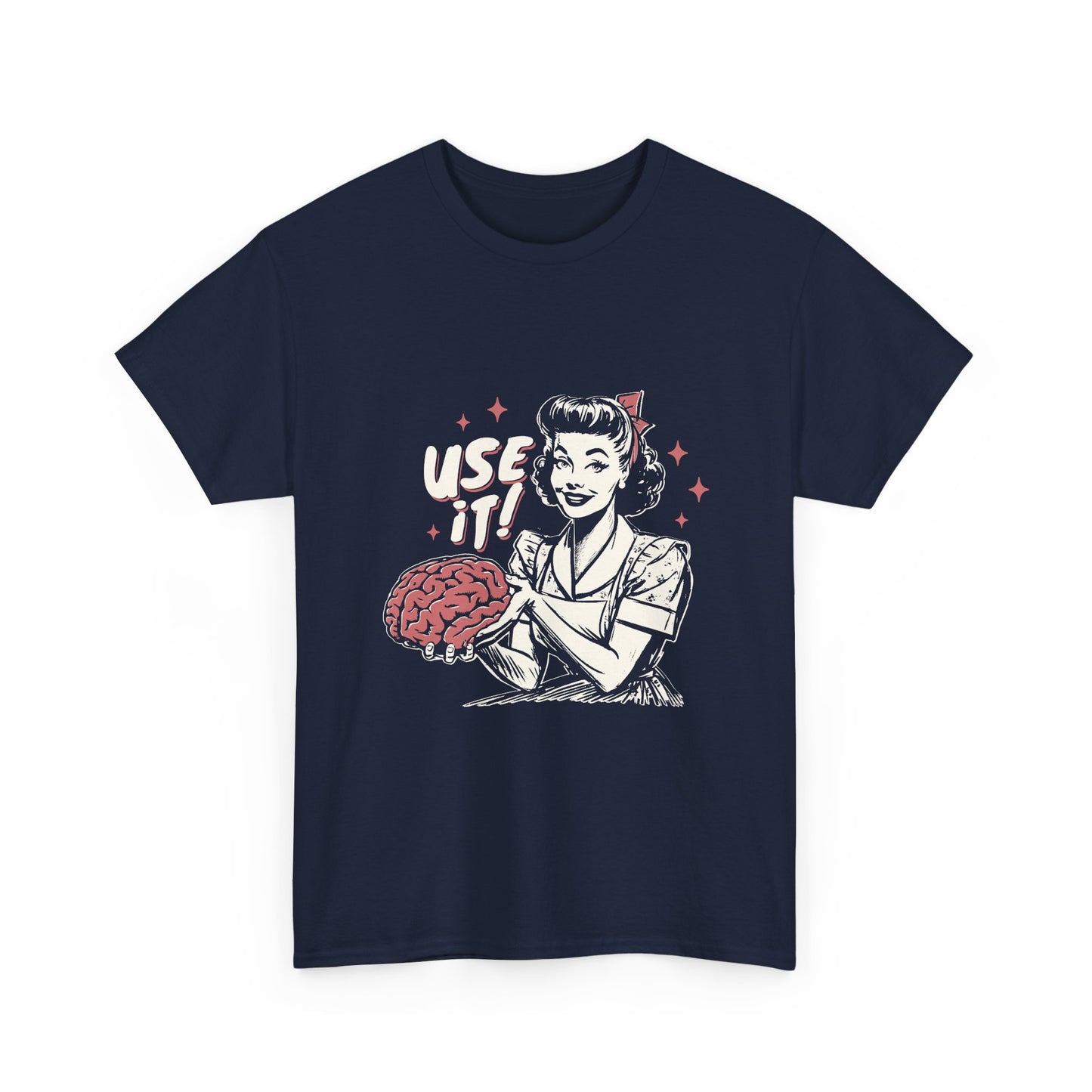 Use It! Retro Nurse Holding Brain Vintage Graphic Tee