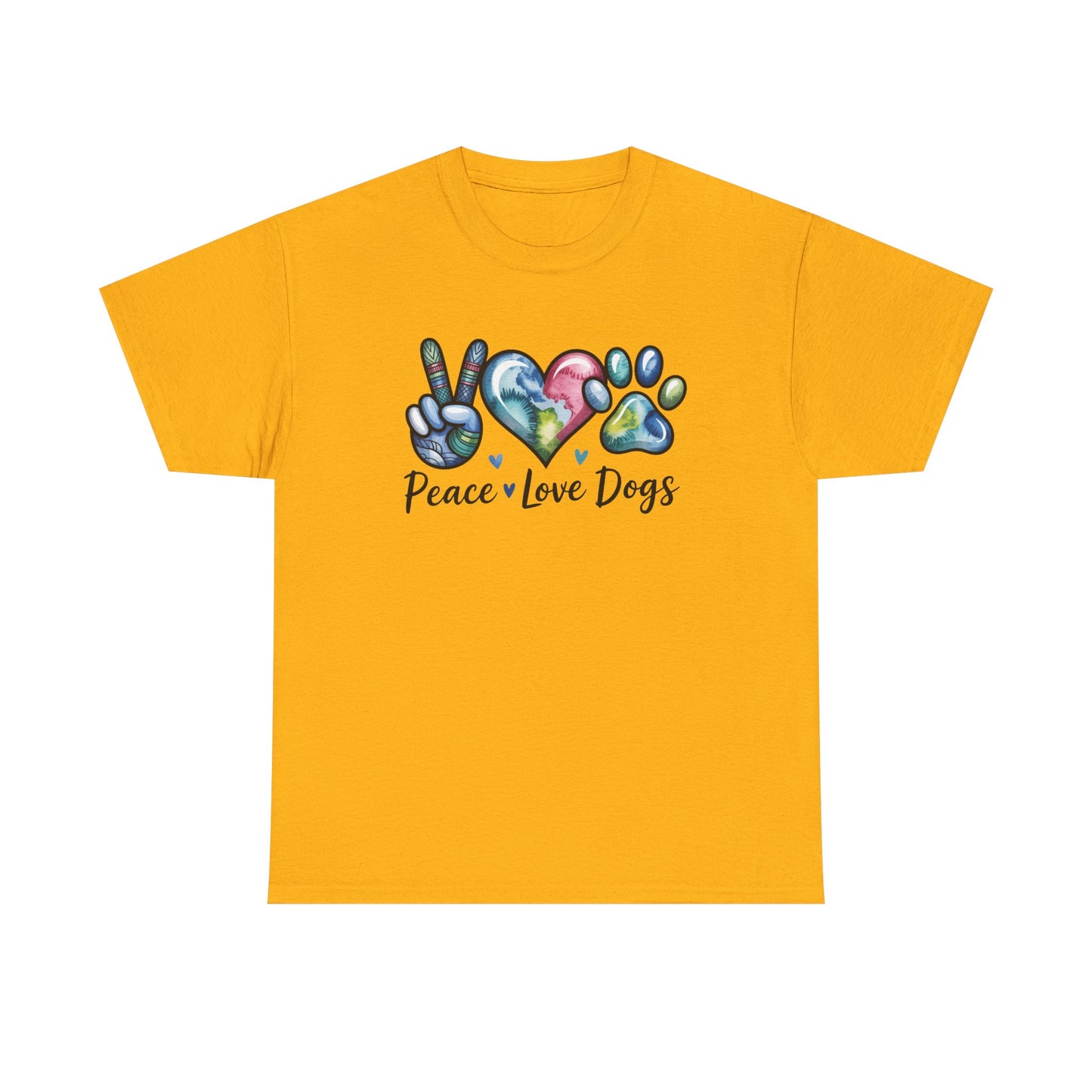Peace Love Dogs T-Shirt — Cute Paw Print Graphic Tee for Dog Lovers
