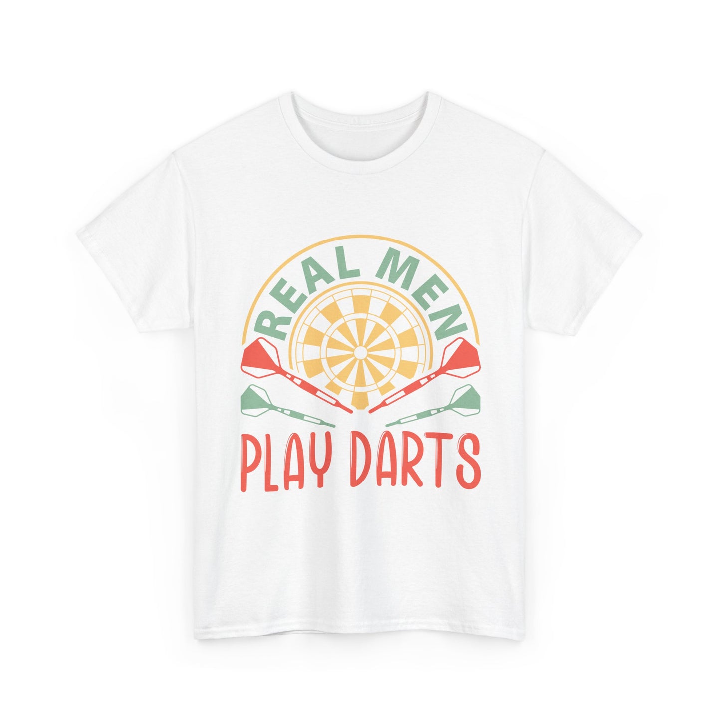 Darts T-Shirt — “Real Men Play Darts” Retro Dartboard Tee