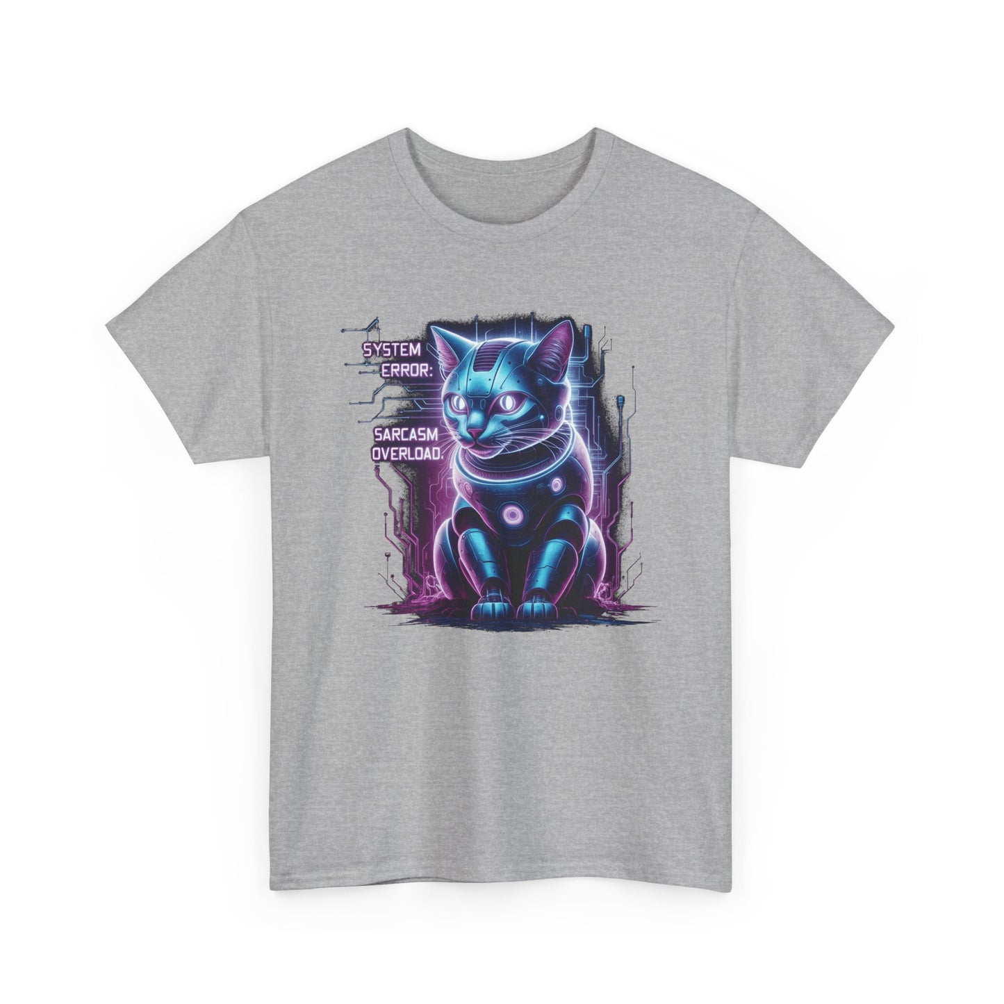 Neon Cyberpunk Lucky Cat T-Shirt — "Problem Solver, Sarcasm Overload"