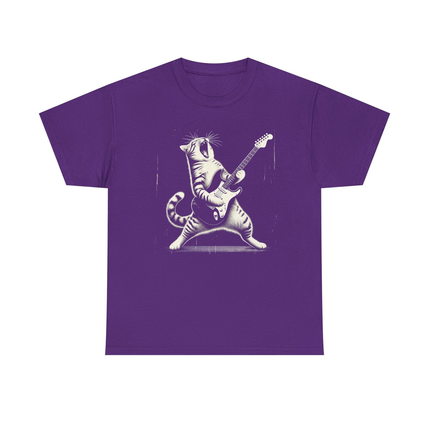 Cat Rocker T-Shirt — Guitar Playing Cat Vintage Band Tee