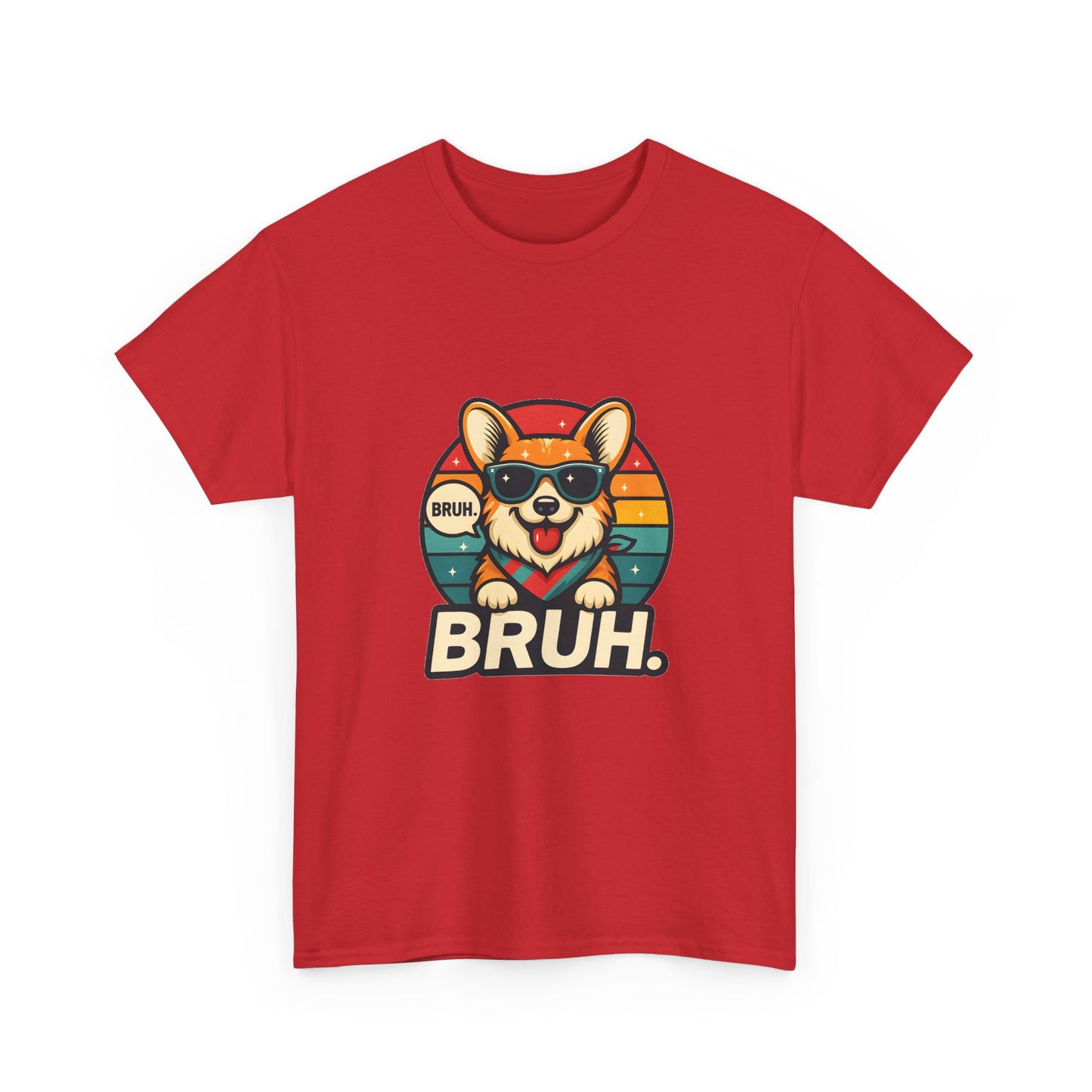 Corgi 'BRUH' Graphic Tee - Retro Sunglasses Dog T-Shirt