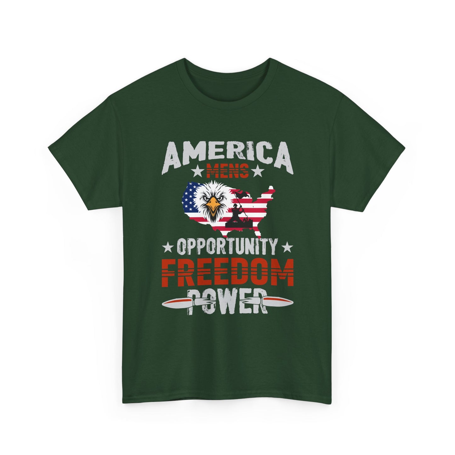 Freedom Power Patriotic T‑Shirt — America Opportunity & Veterans Flag Design