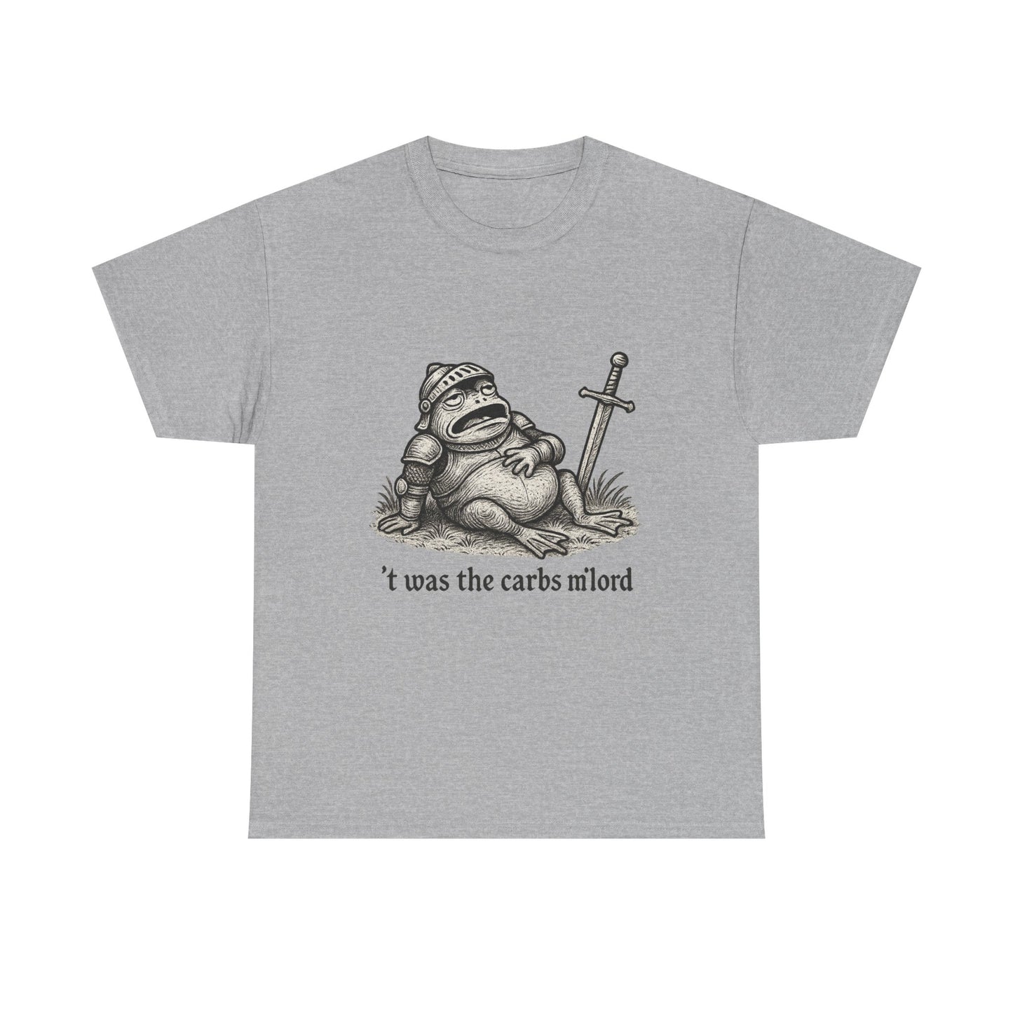 T-Shirt — 't was the carbs m'lord Funny Fantasy Frog Graphic Tee