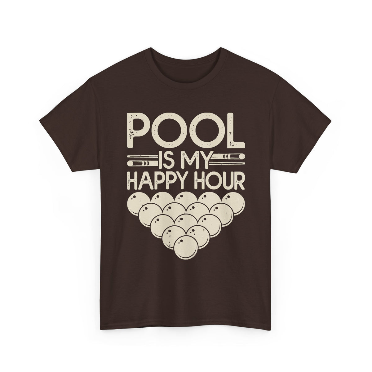 Pool Is My Happy Hour T-Shirt — Billiards Cue & Ball Graphic Tee