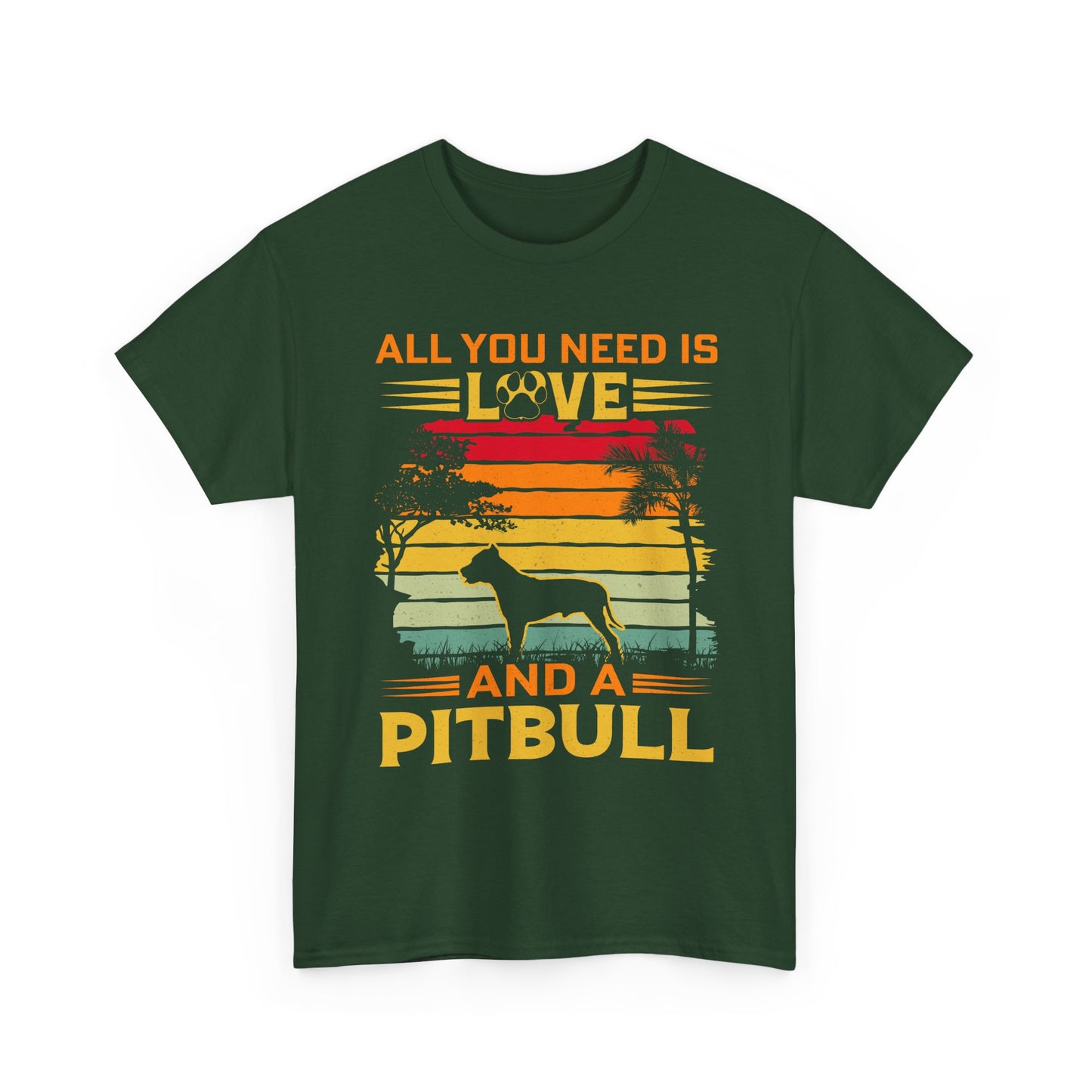 Pitbull T-Shirt – "All You Need Is Love and a Pitbull" Vintage Sunset Tee