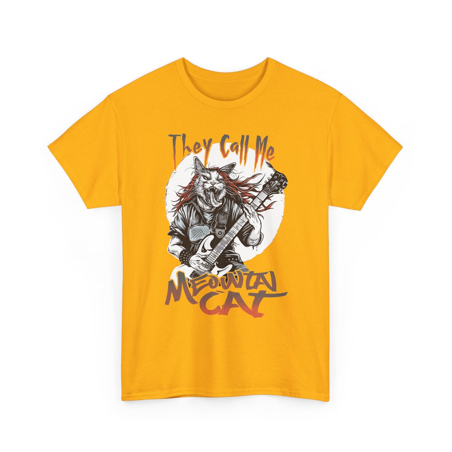 Meowtal Cat Guitar T-Shirt — "They Call Me Meowtal Cat" Rock Music Tee