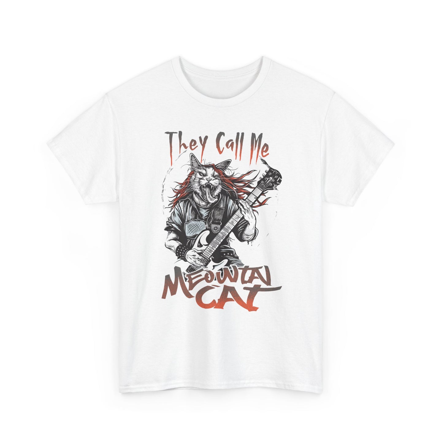 Meowtal Cat Guitar T-Shirt — "They Call Me Meowtal Cat" Rock Music Tee