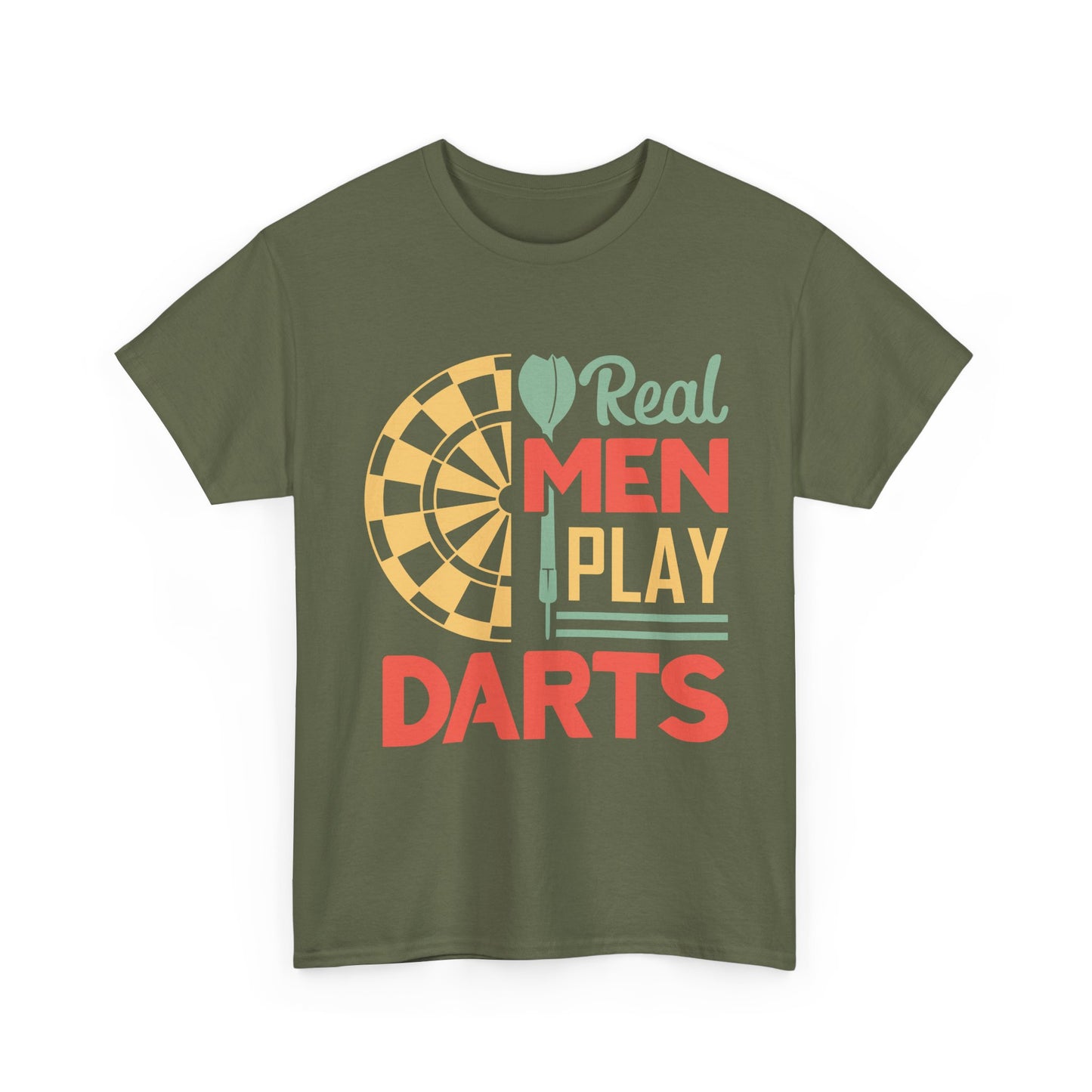 Darts T-Shirt — “Real Men Play Darts” Retro Dartboard Tee