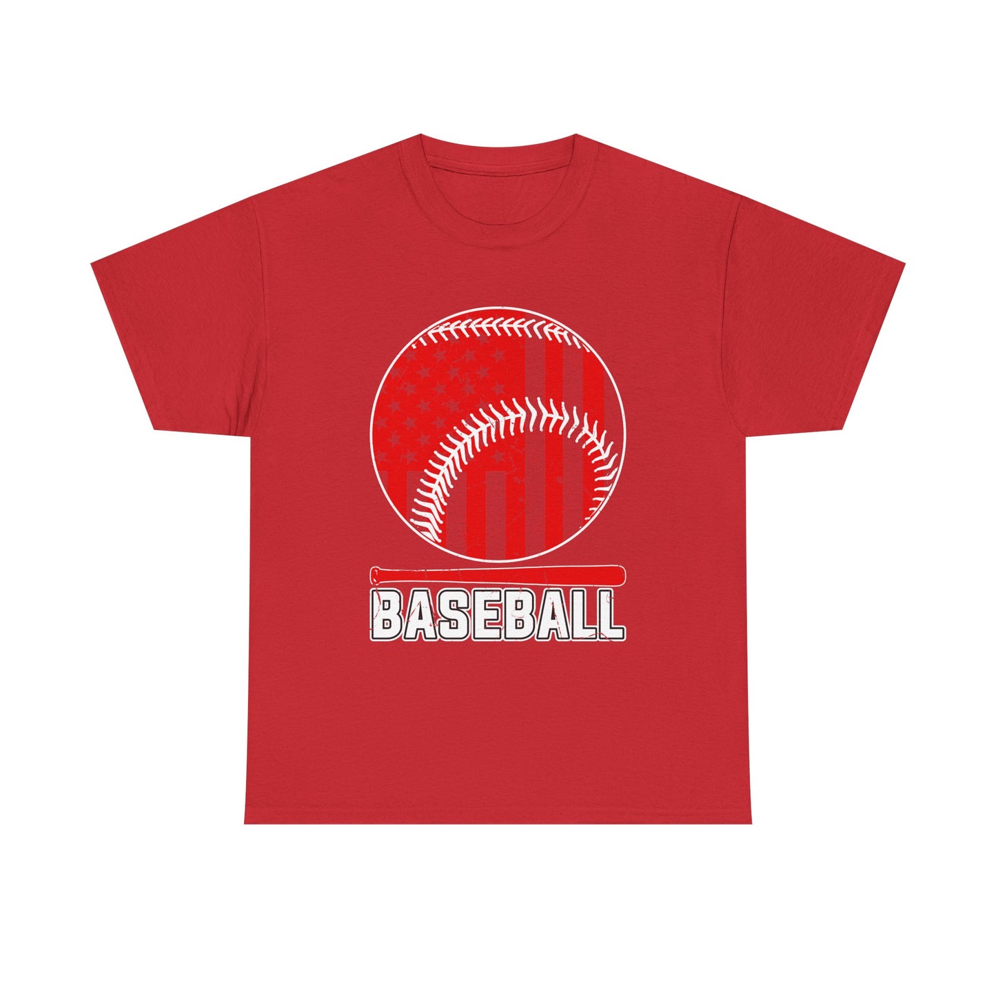 Baseball Flag Graphic Tee — Red & Black Baseball USA Design