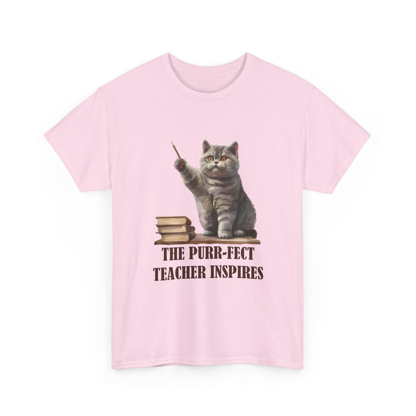 Teacher Cat T-Shirt — "The Purr-fect Teacher Inspires" Cute Gift for Educators
