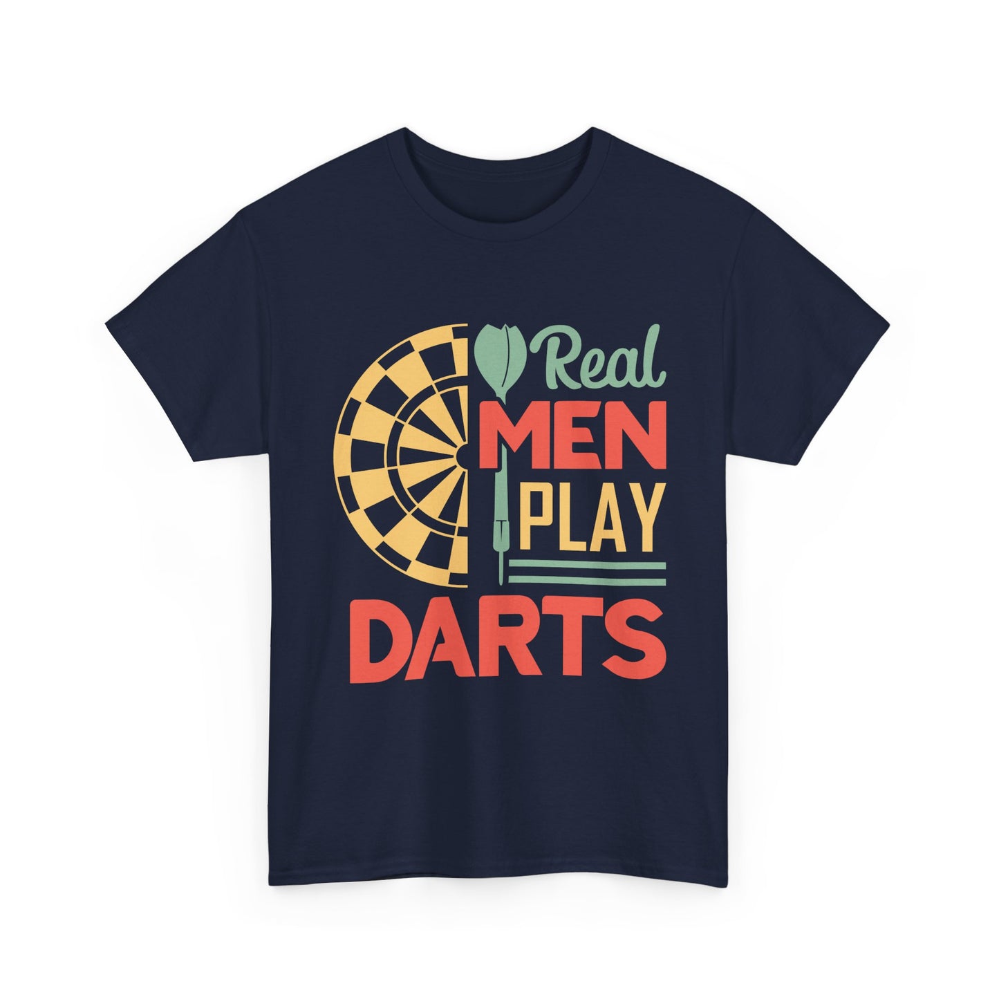Darts T-Shirt — “Real Men Play Darts” Retro Dartboard Tee