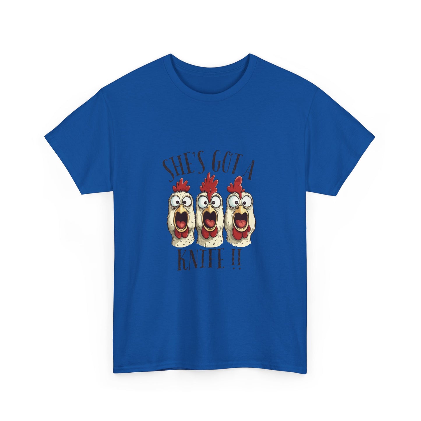 Chicken Choir "She's Got a Knife!!" Tee - Funny Farm Animal Graphic T-Shirt