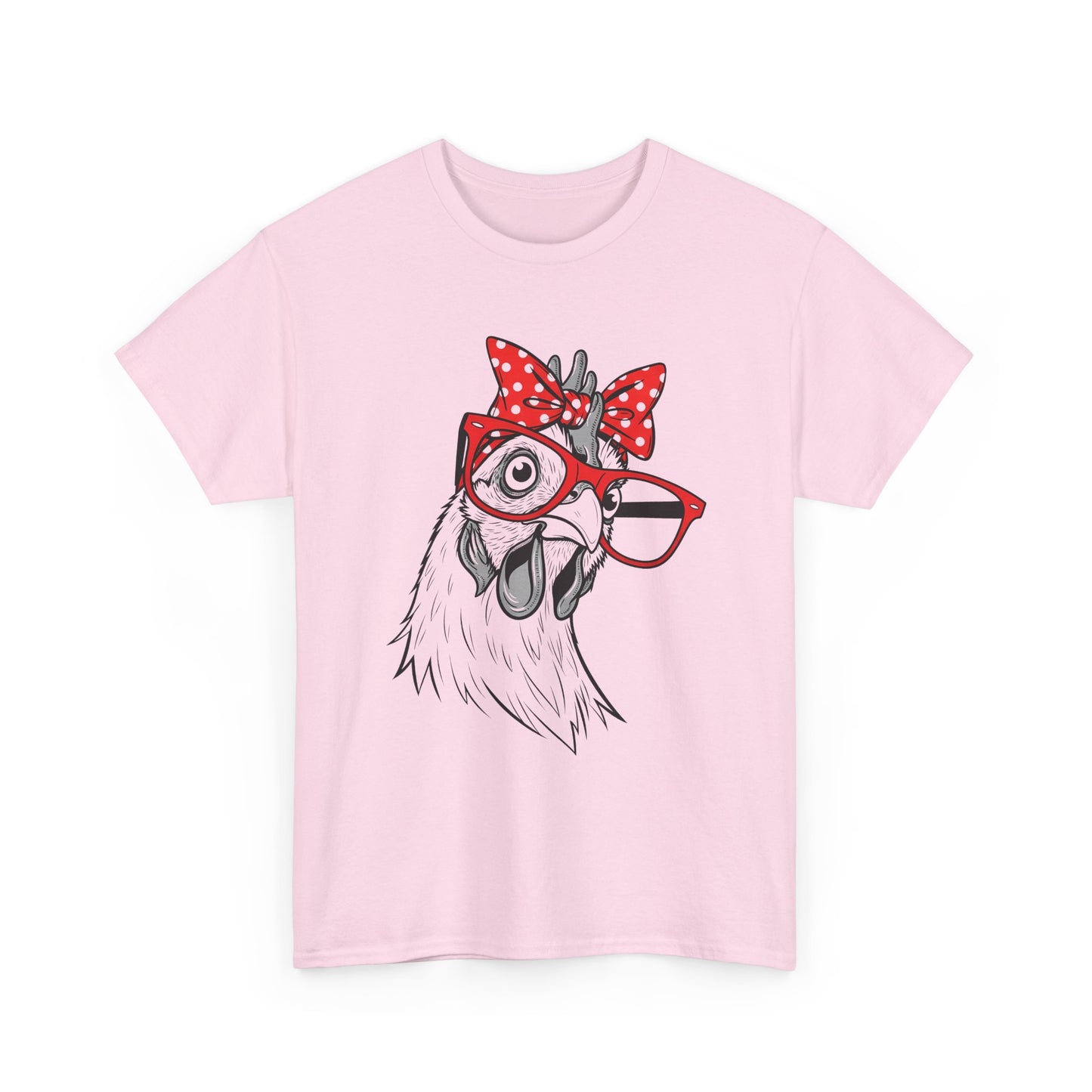Chicken with Polka Dot Bow Tee - Cute Retro Hen Graphic T-Shirt