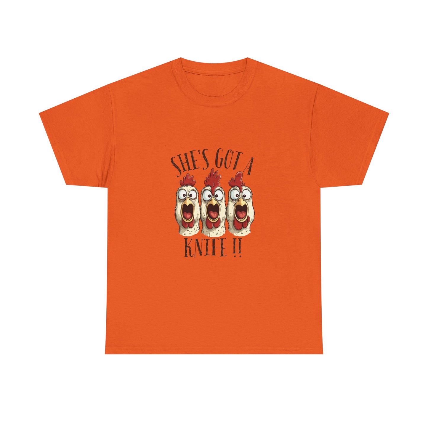 Chicken Choir "She's Got a Knife!!" Tee - Funny Farm Animal Graphic T-Shirt