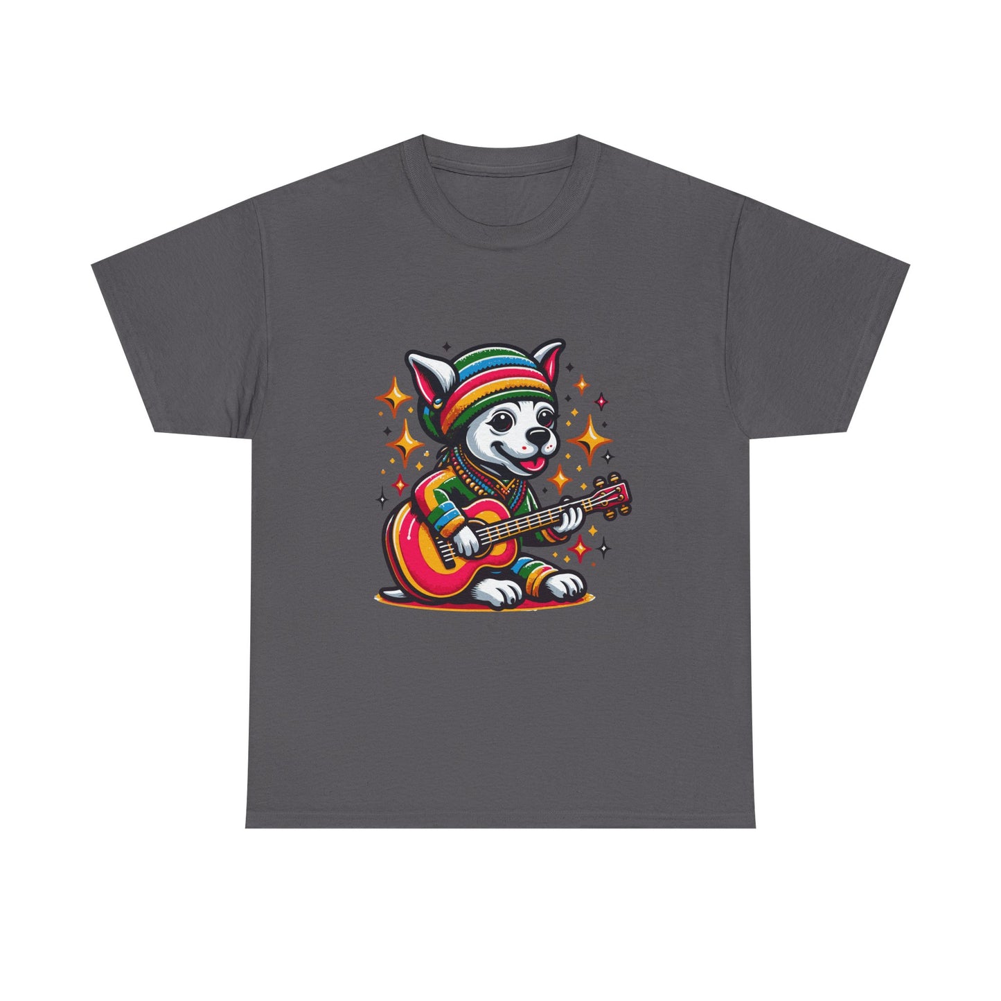 Pup Reggae Guitar Tee — Cute Dog Playing Guitar Graphic T-Shirt