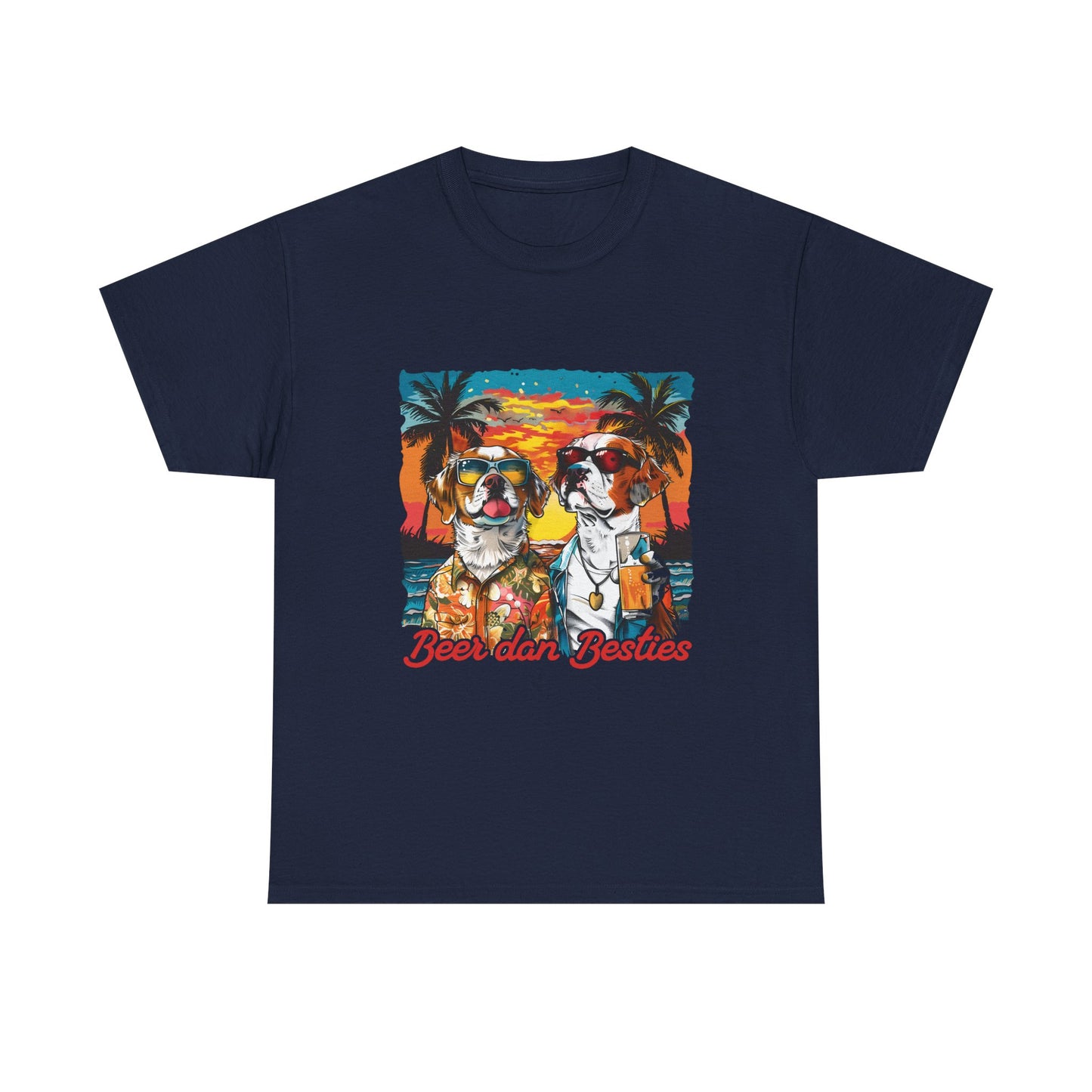 T-Shirt — 'Beer dan Besties' Retro Sunset Dogs Tee