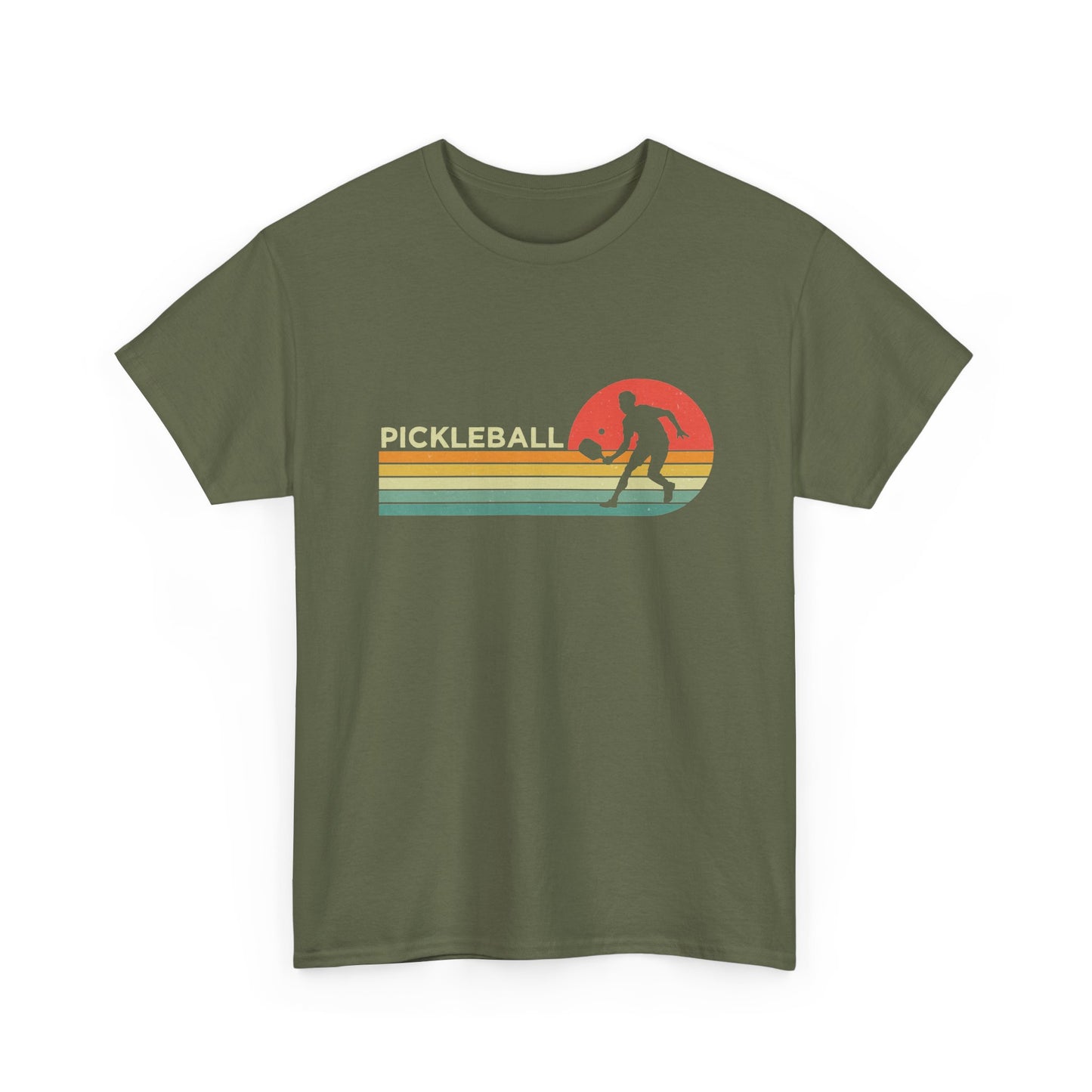 Pickleball Retro Sunset Tee — Vintage Striped Pickleball Player T-Shirt