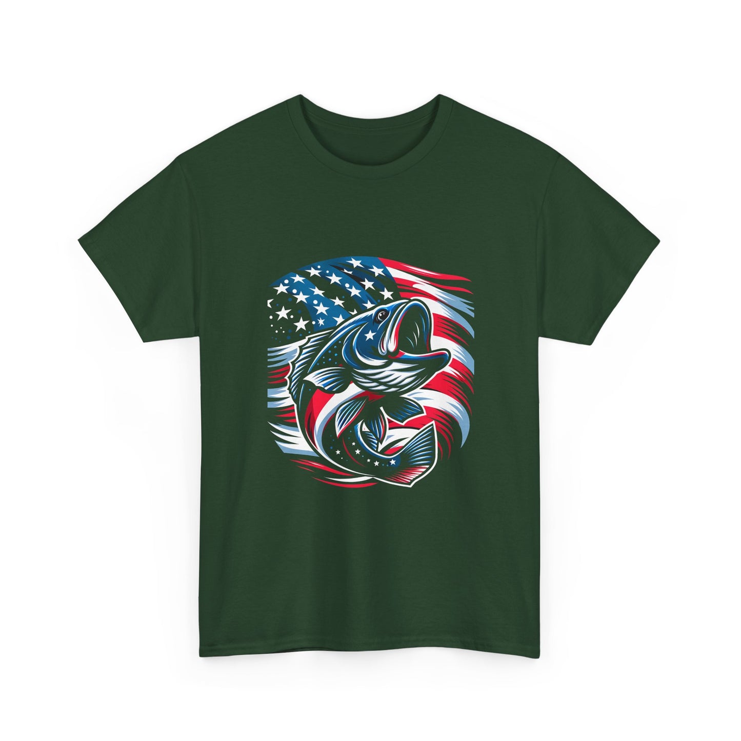 Fishing Bass T-Shirt with American Flag — Patriotic Angler Tee