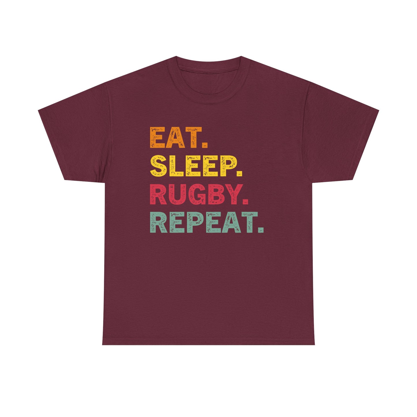 Rugby T-Shirt – "Eat. Sleep. Rugby. Repeat." Graphic Tee for Players & Fans