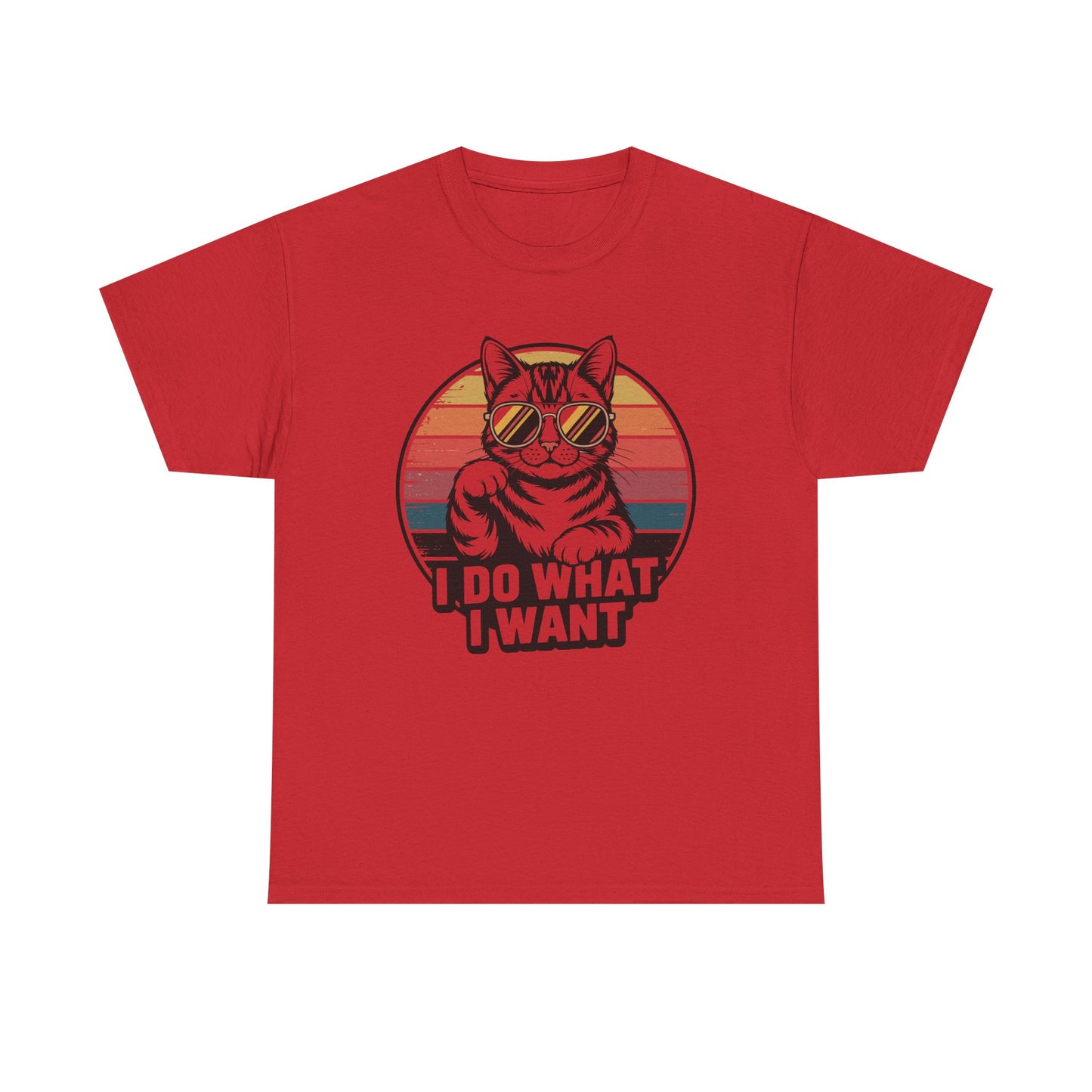 I Do What I Want Cat T-Shirt — Retro Sunglasses Vintage Stripe Graphic Tee