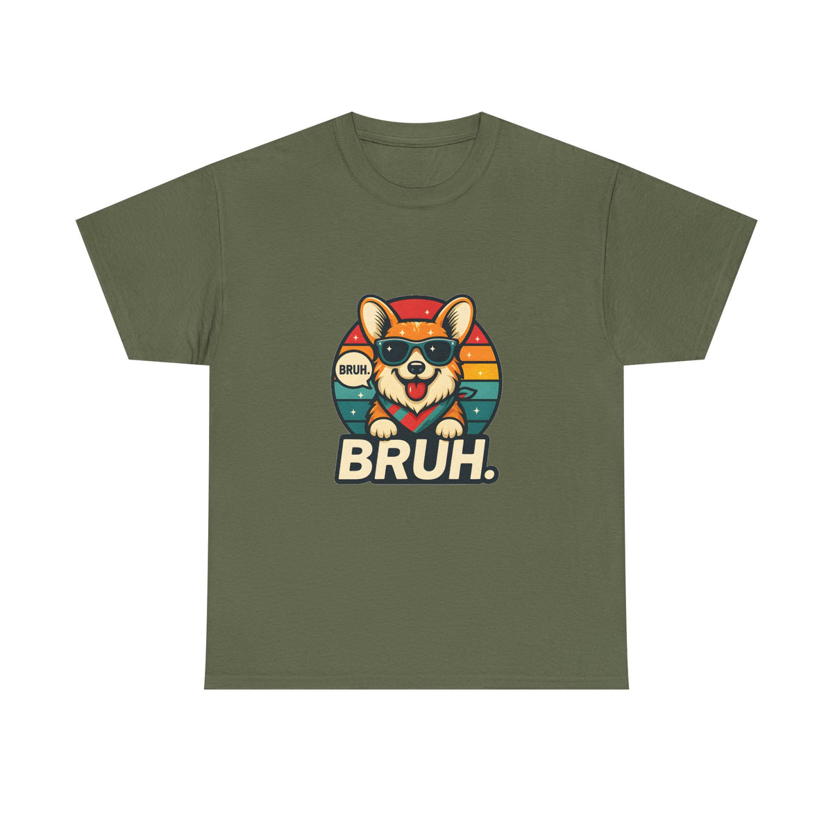 Corgi 'BRUH' Graphic Tee - Retro Sunglasses Dog T-Shirt